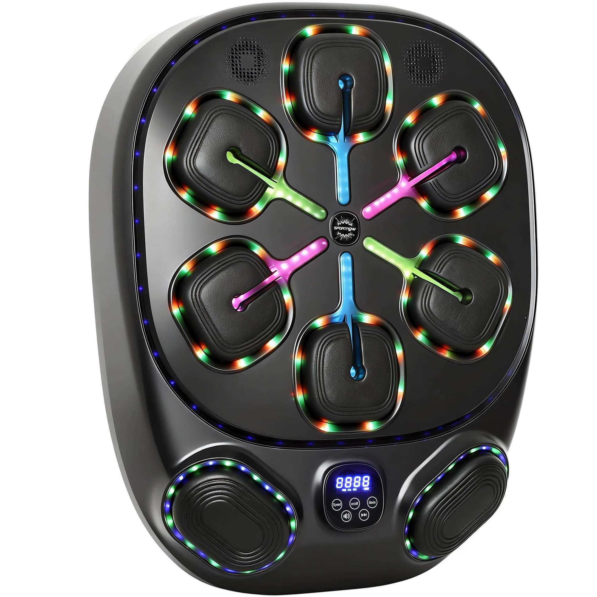 SPORTNOW Macchina da Boxe Musicale a Parete con 9 modalità e Luci LED Multicolore, Music Boxing Machine per Adulti con Connessione Bluetooth, per Casa e Palestra, 61x48x11 cm, Nero