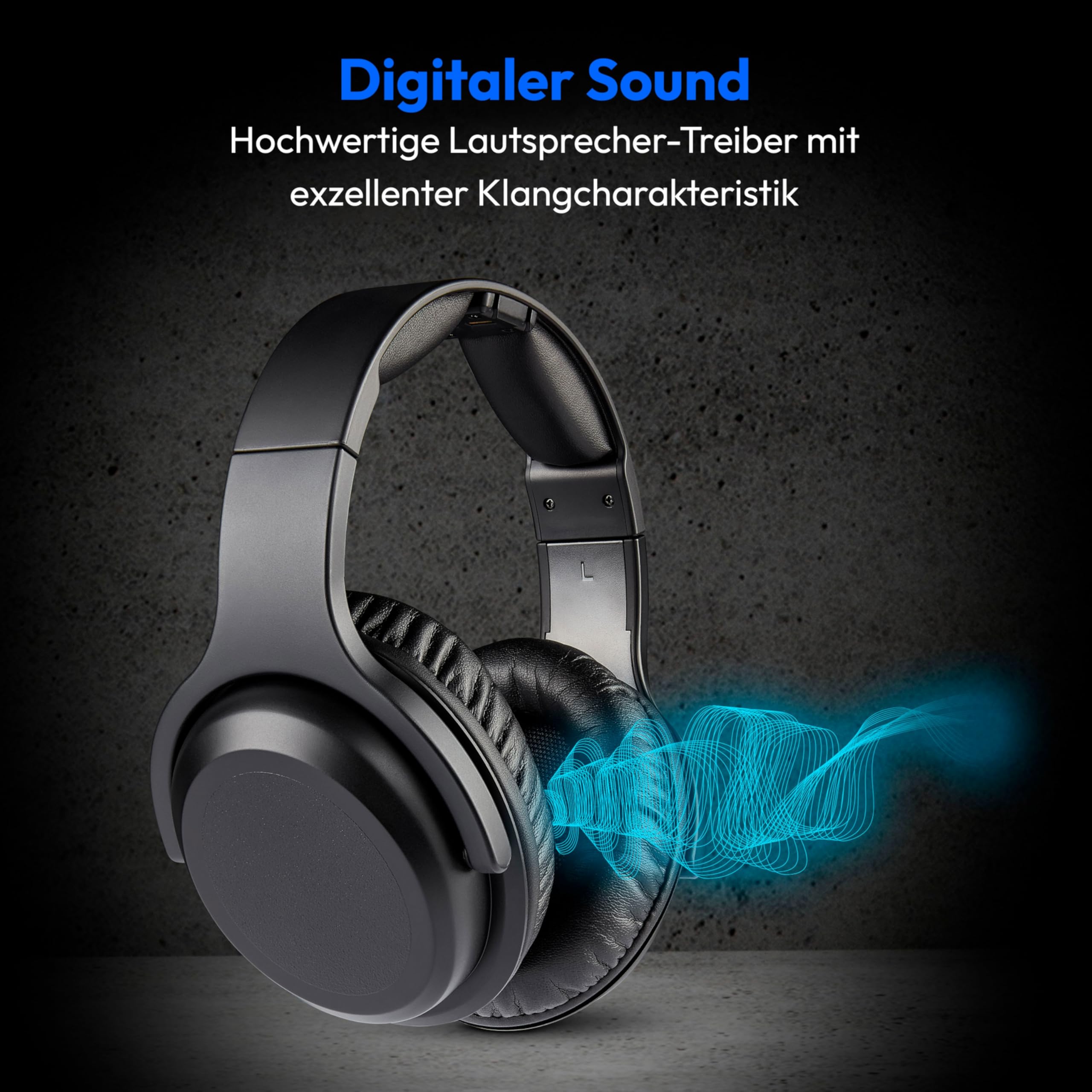 MEDION Funkkopfhörer HS-1 (kabellos, für TV, bis zu 15m Reichweite, mit Ladestation, Over Ear, USB C, MD40006)