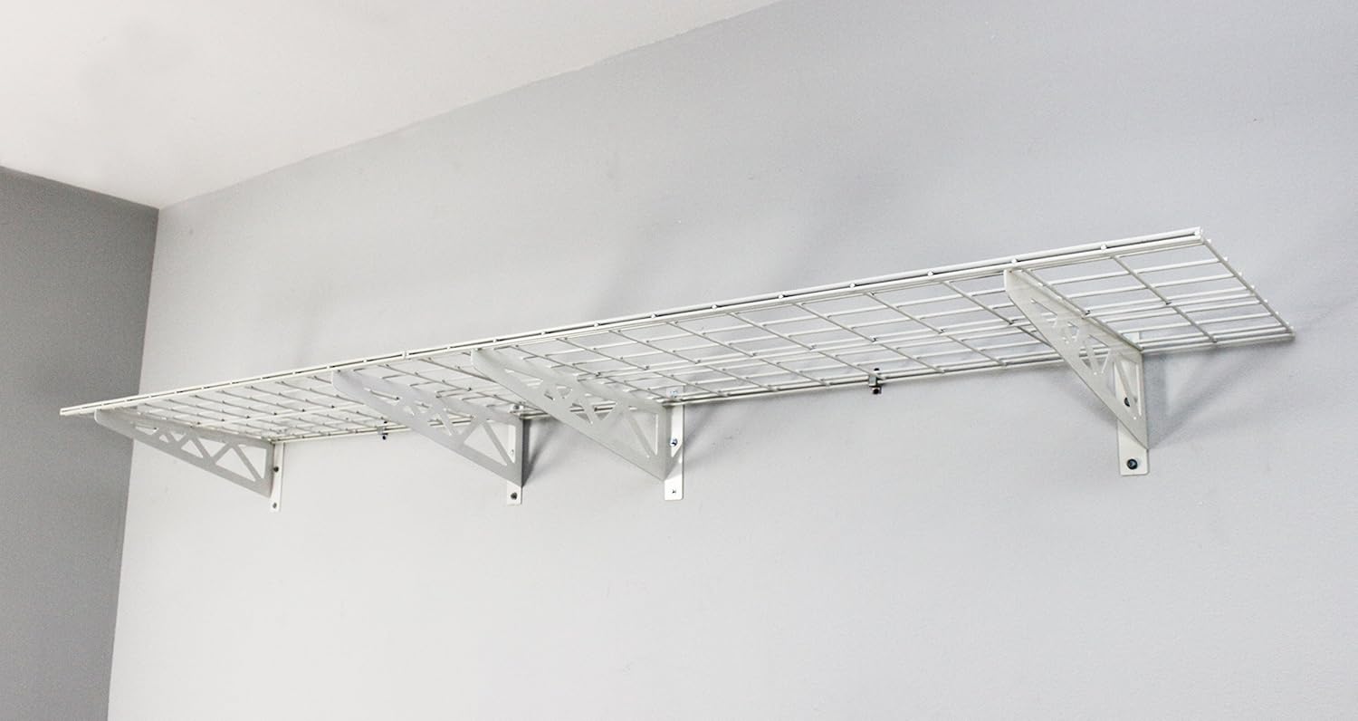 Nеw Dеаl SafeRacks | Garage Wall Shelf Two-Pack 18x48 | Includes Bike Hooks | 500lb Capacity (18x48, White)