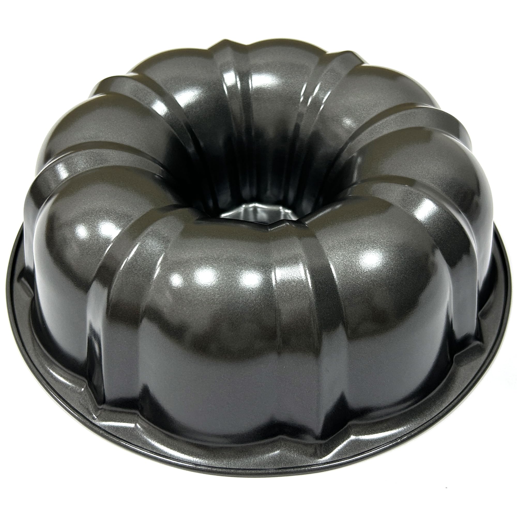Classic Bakeware - Molde estriado antiadherente de 9.5 pulgadas, tubo de acero al carbono resistente, color gris 5