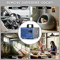 Vista 4 de Airthereal MA5K - Generador de ozono para el hogar, eliminador de olores ionizador de aire de ozono con temporizador de 120 minutos, diseño ligero