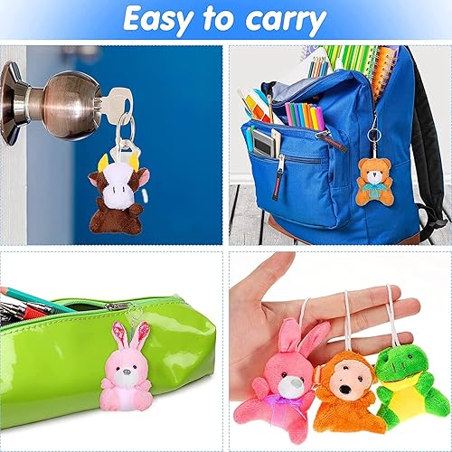 Miniatura 21 de Skylety Juego de 50 mini animales de peluche a granel, lindos animales de peluche, selva de safari, pequeños juguetes de peluche, llavero de peluche