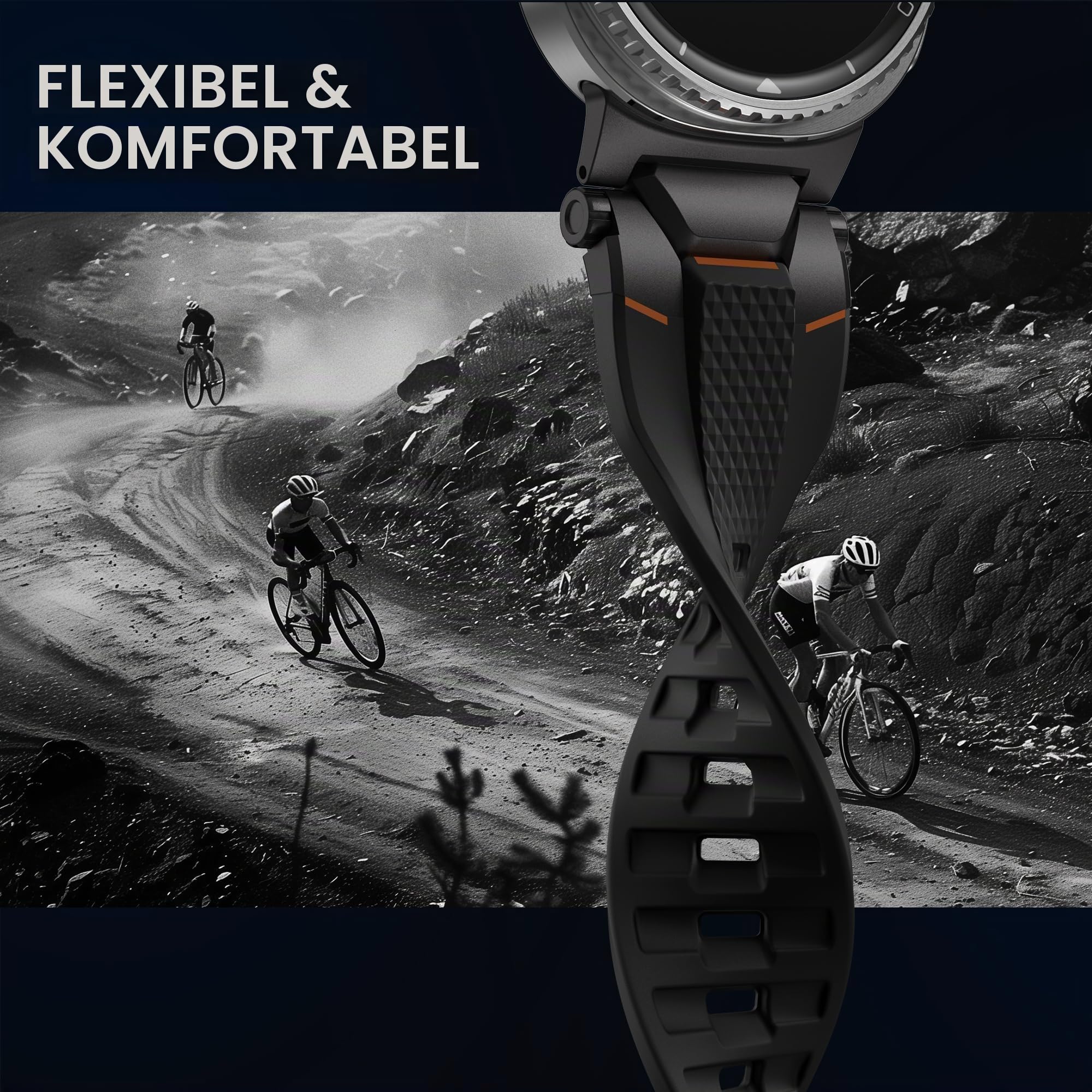 ULTIMAL Armband Kompatibel mit Samsung Galaxy Watch 9/8 40mm/44mm, 8 Classic 46mm, Robustes Premium TPU & Metall Sportarmband für Herren