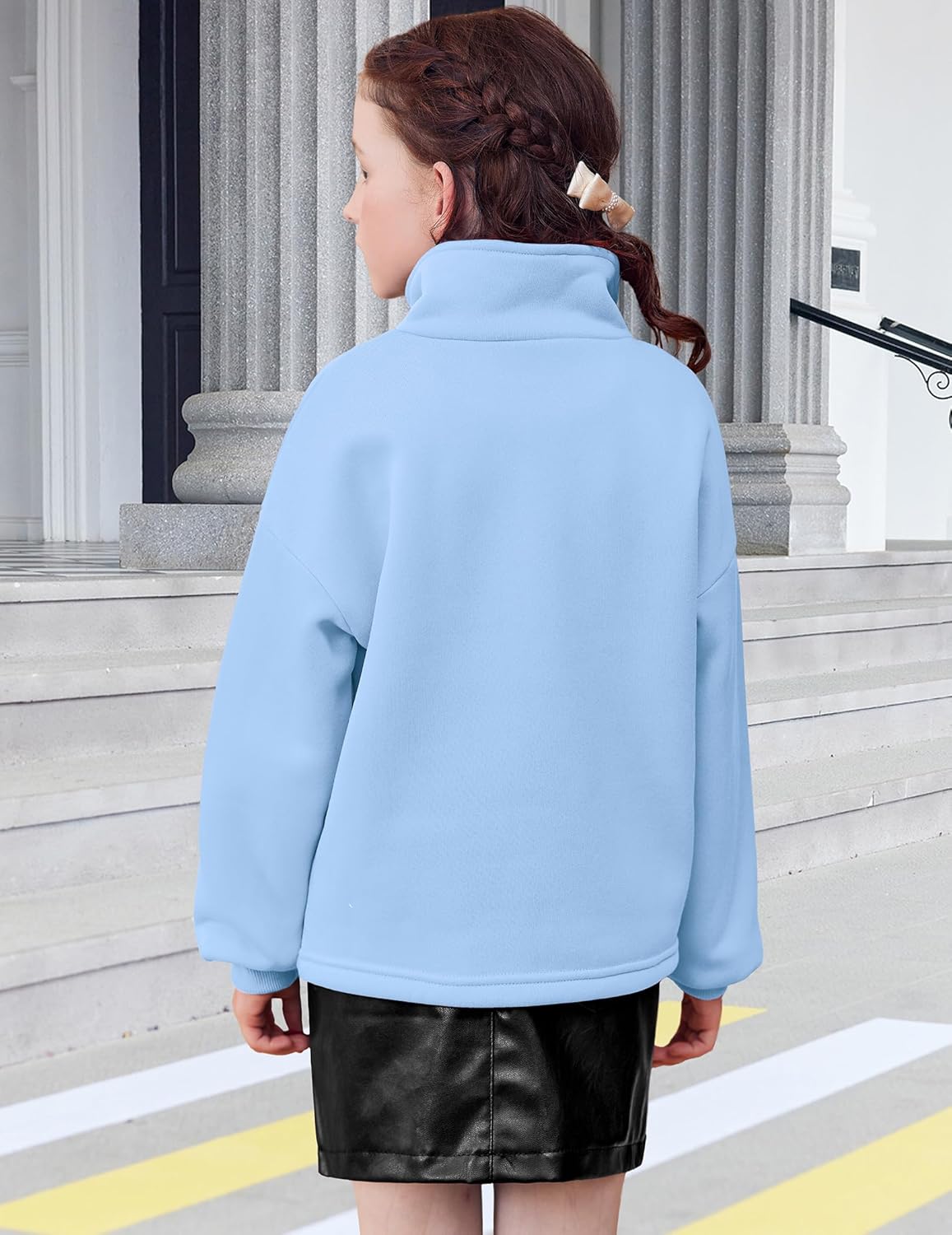 Arshiner Girls Half Zip Sweatshirt with Drawstring Hem Fleece Quarter Zip Pullover Sweatshirts Fall Clothes for Teen Girl - Image 9