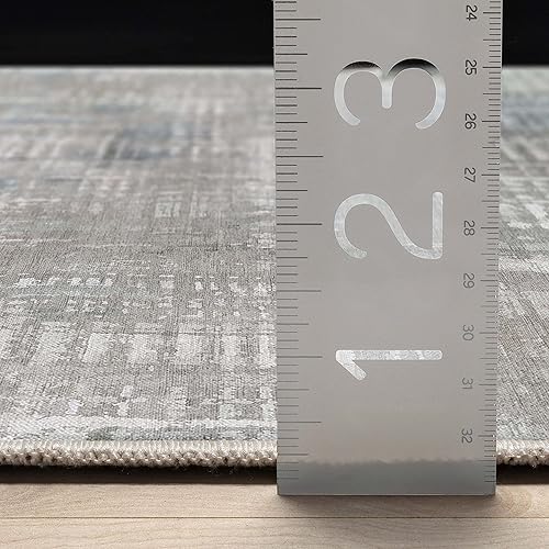 Miniatura 8 de Well Woven Bauhaus - Alfombra de acero lavado de tejido plano (7 pies 7 pulgadas x 9 pies 10 pulgadas), color beige y azul