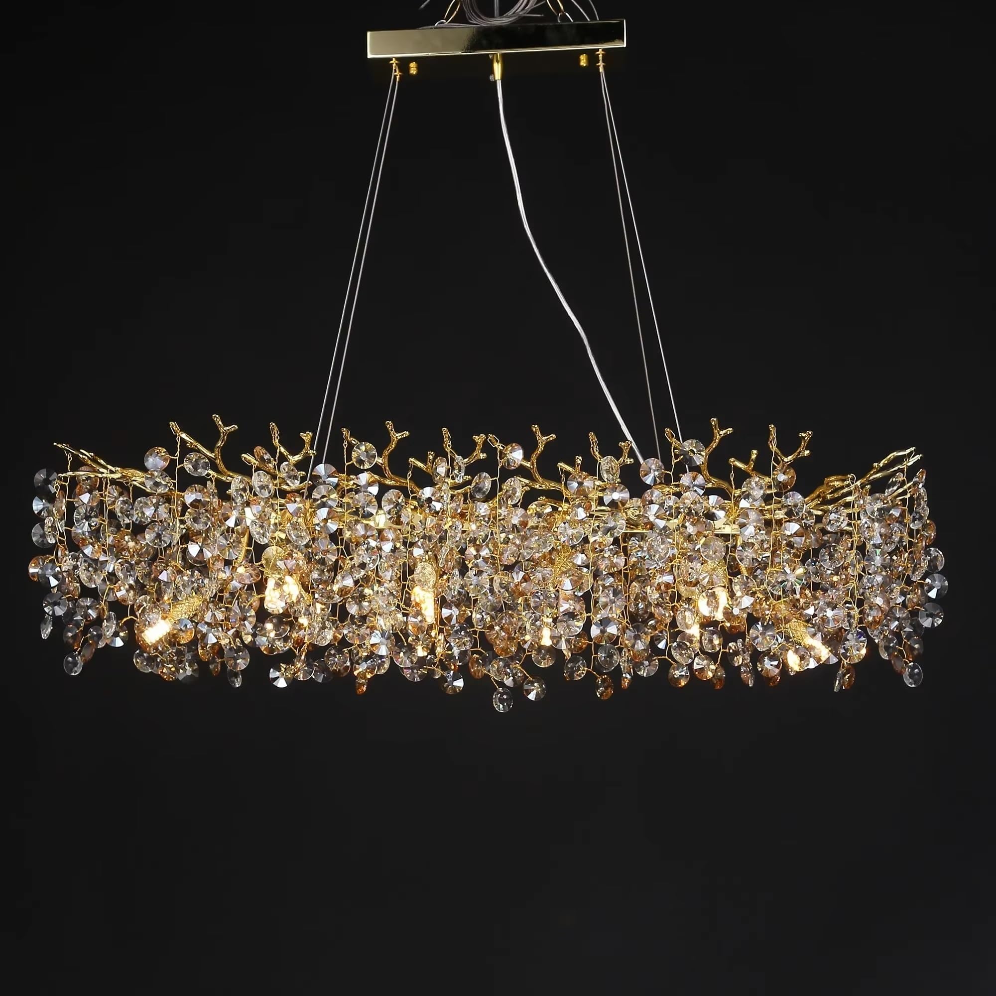 Lámpara de araña de cristal de lujo for decoración de sala de estar y comedor, lámpara de villa de arte lujoso y atmosférico, muebles
