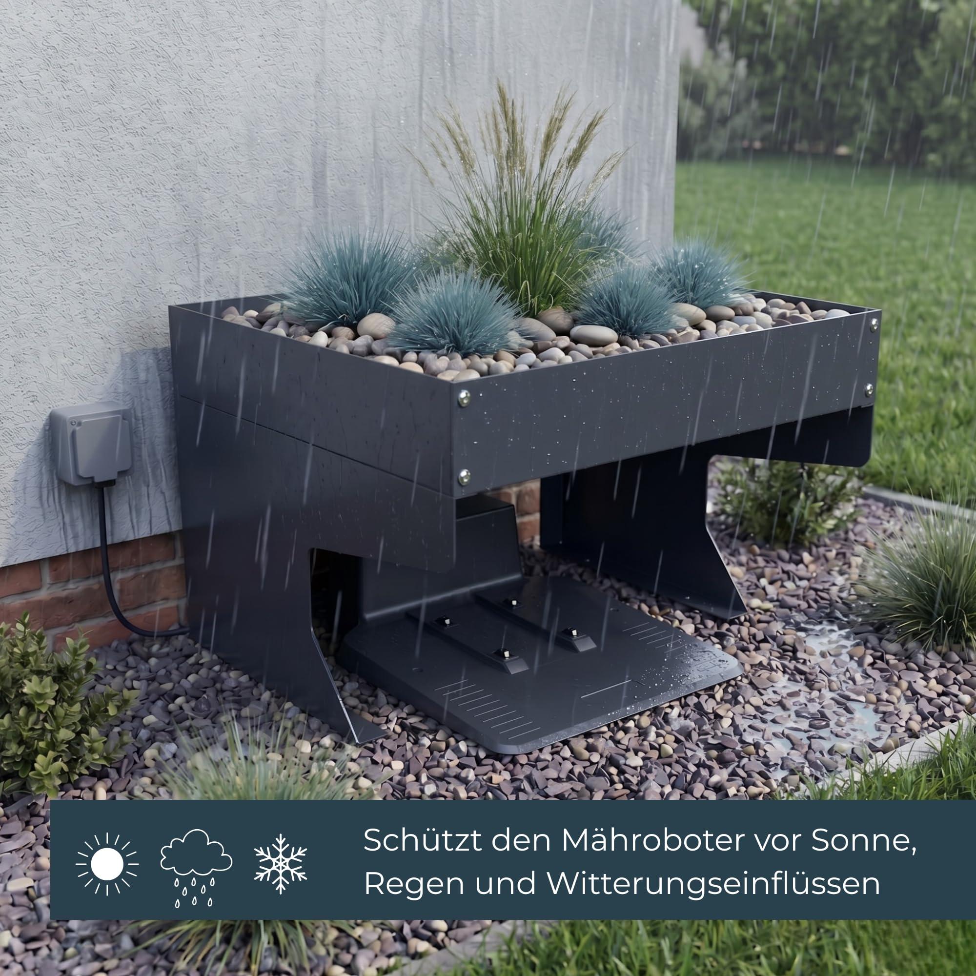 Mähroboter-Garage mit Pflanzdach Anthrazit 60 x 70 x 37 cm (L x B x H) Anthrazit