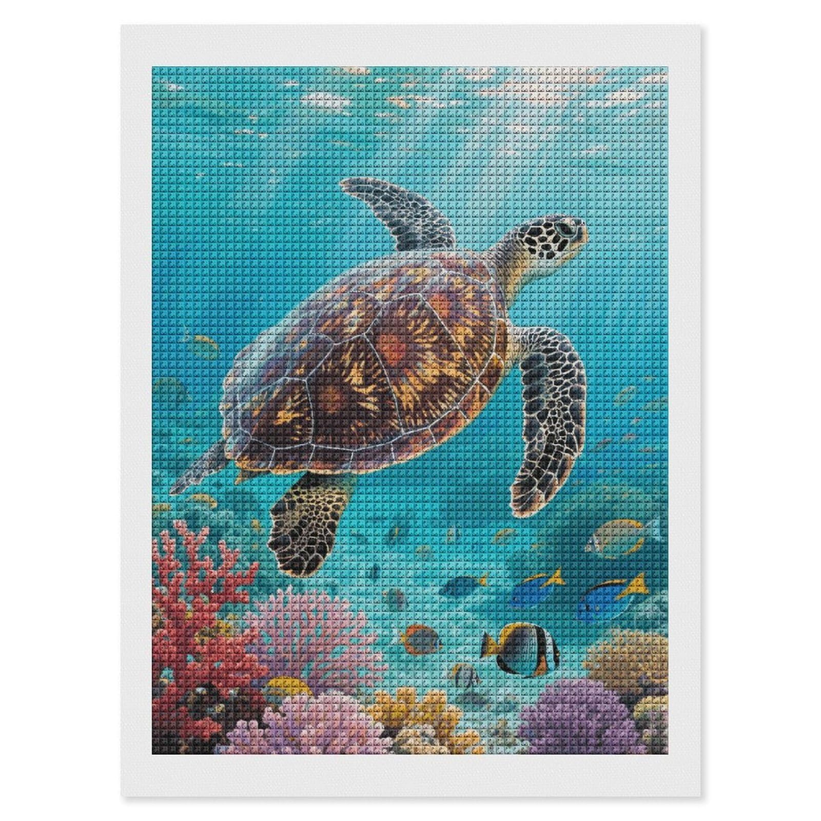 FodPand Sea Turtle 5D Diamond Painting Kits for Adults Beginners Full Drill Square Diamond Dots Pictures Gem Art Supplies for Home Wall Room Decoration DIY Craft Set Gift 12x16