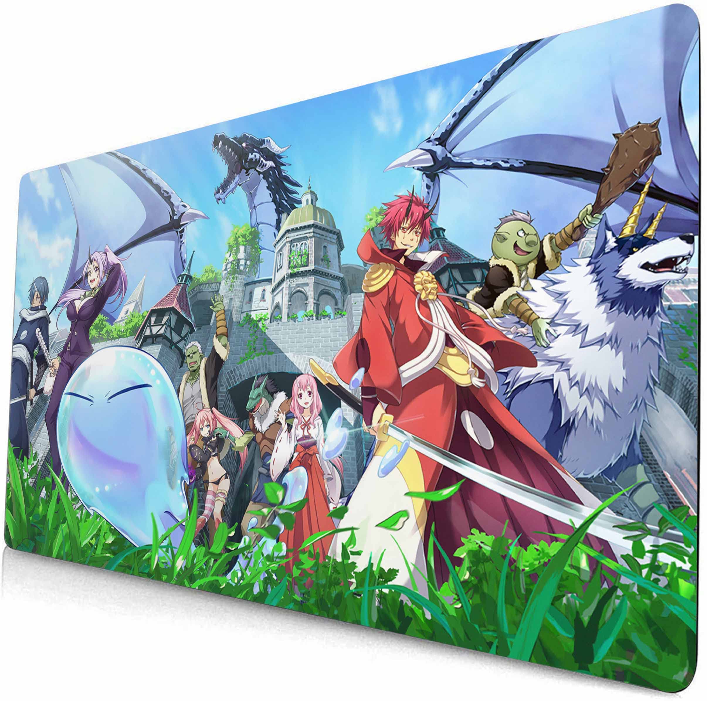 Anime Mouse pad Gaming Mouse pad Compatible That Time I Got Reincarnated as a Slime Mouse pad Large Mouse Pad Stitched Edge Mousepad Non Slip Rubber Base The Slime Diaries (style1,60×35cm)