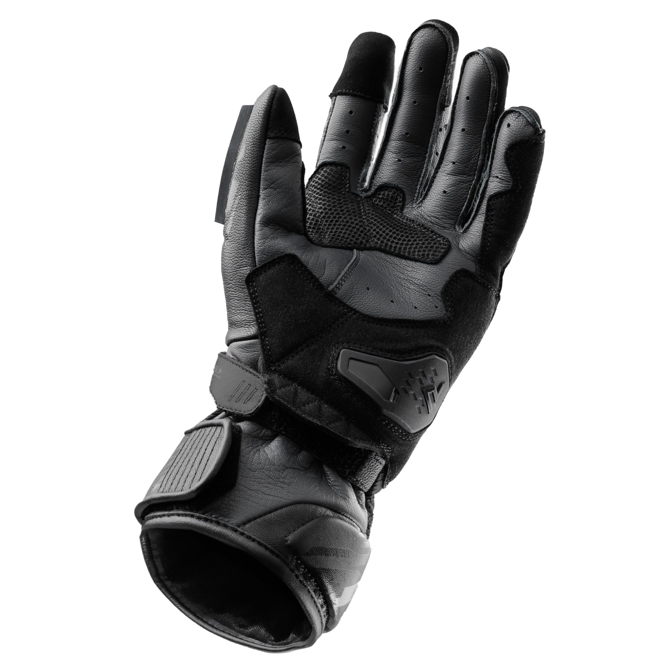 REBELHORN Viper Motorradhandschuhe Herren | Leder | Knöchelprotektoren | Schieber an der Unterseite der Hand | Perforation für bessere Belüftung | Größen bis 3XL