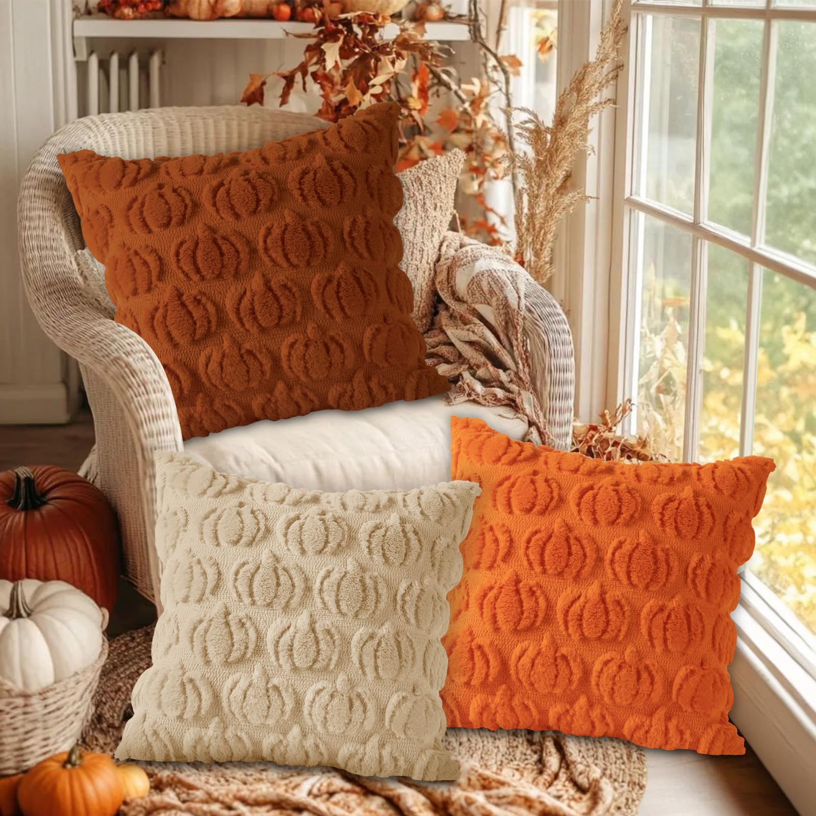 Benjia Lot De 2 Housses De Coussin Décoratives D'automne à Carreaux