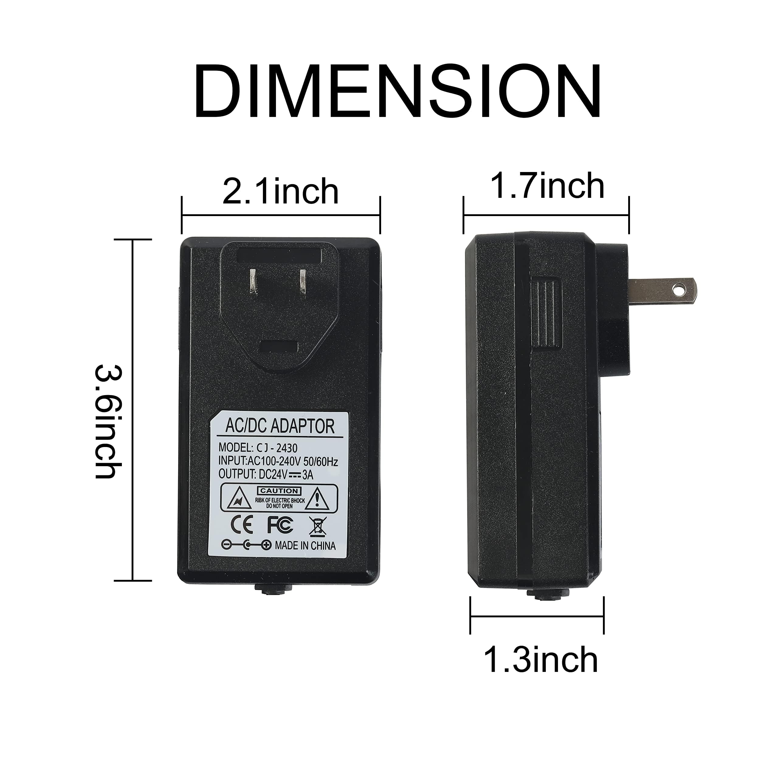 Zasilacz 24 V 3 A 72 W zasilacz sieciowy przewód zasilający 100-240 V 50-60 Hz do DC 24 V 3 A transformator 2A 1A konwerter z baryłką DC 5,5 x 2,1 mm do modułu taśmy LED, system kamer CCTV