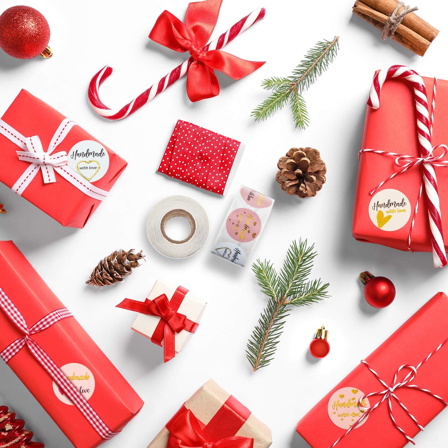 Outus 1000 Pieces Handmade with Love Stickers 1 Inch Foil Homemade Baking with Love Sticker for Baking Store, Wedding, Party and Small Business Present Labels - Image 6