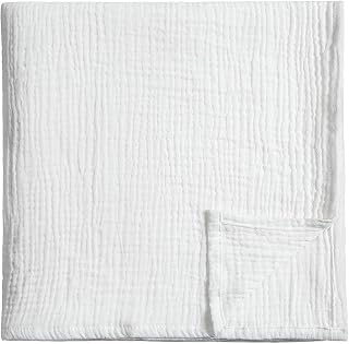 Meracorallo Muslin Swaddle Blanket 100% Cotton - Soft Breathable Receiving Wrap for Newborn Boys Girls, 43x43 Inch White