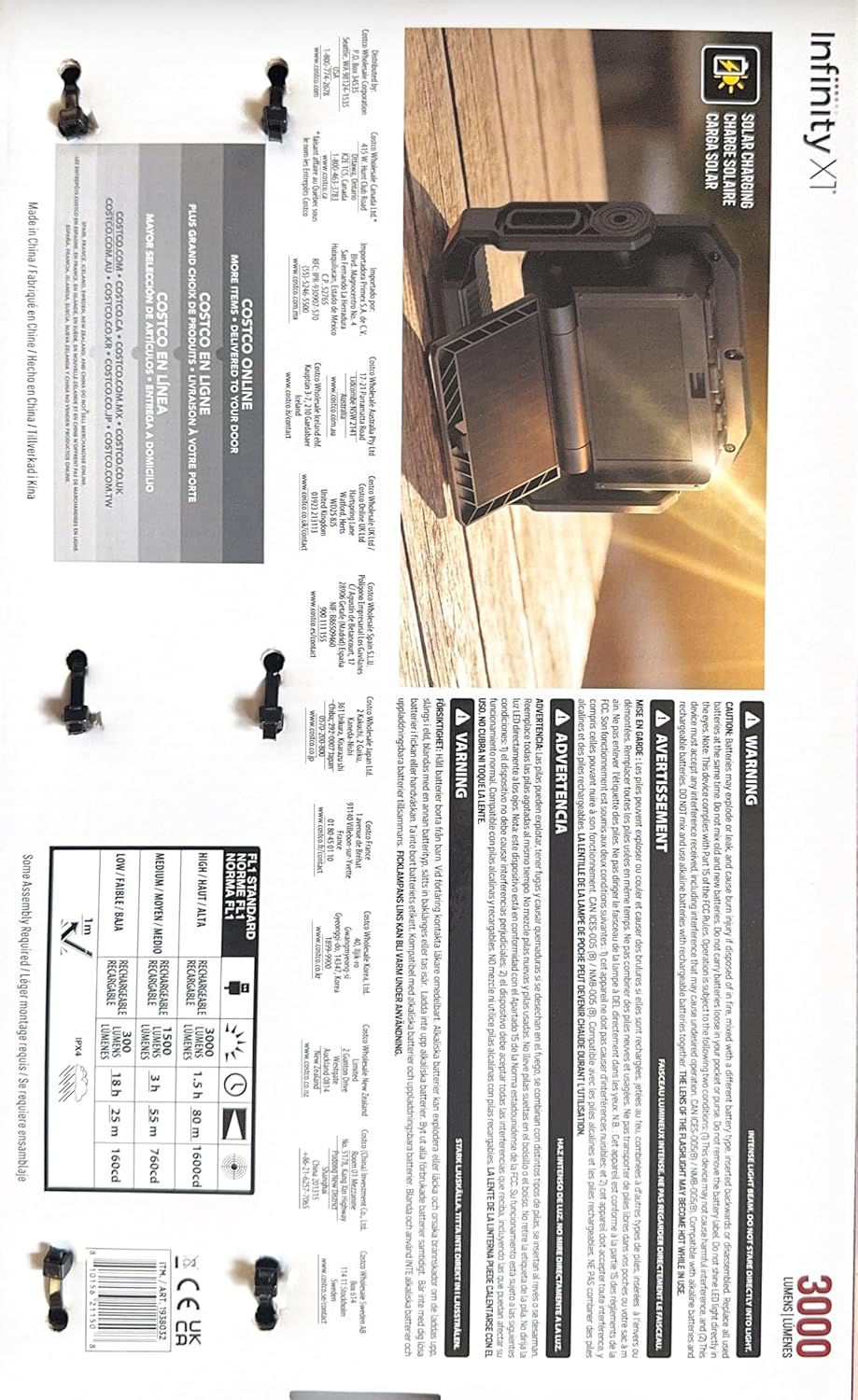 Page from the Infinity X1 manual showing safety warnings and specifications