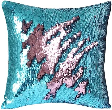 Reversible Sequins Mermaid Pillow Cases Color Changing Sequin Pillow Cover Case for Couch Decoration Pink and Blue, 16 x 16 inches