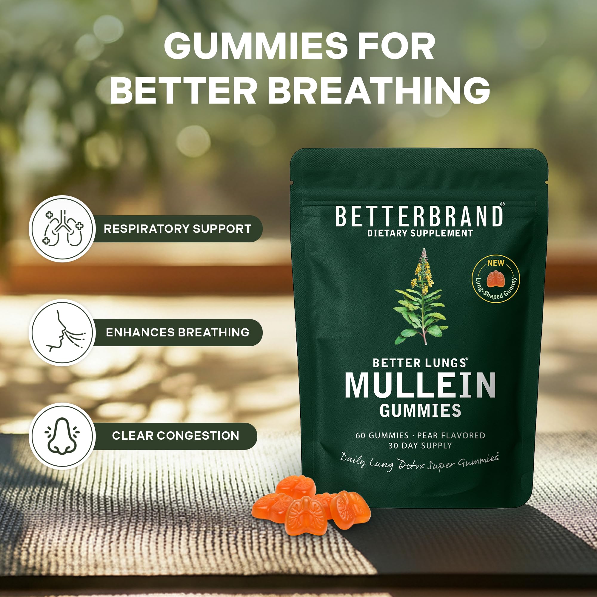 Betterbrand Respiratory Support Mullein Gummies, 2000mg, Pear Flavor — Amazon image 7