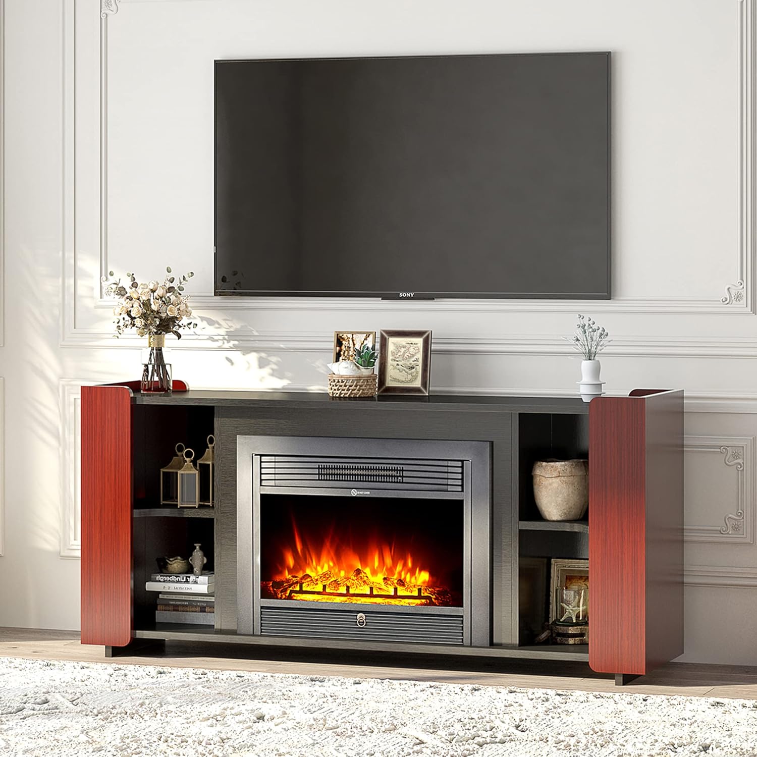Fireplace TV Stand with a 28'' Electric Fireplace Insert, 3