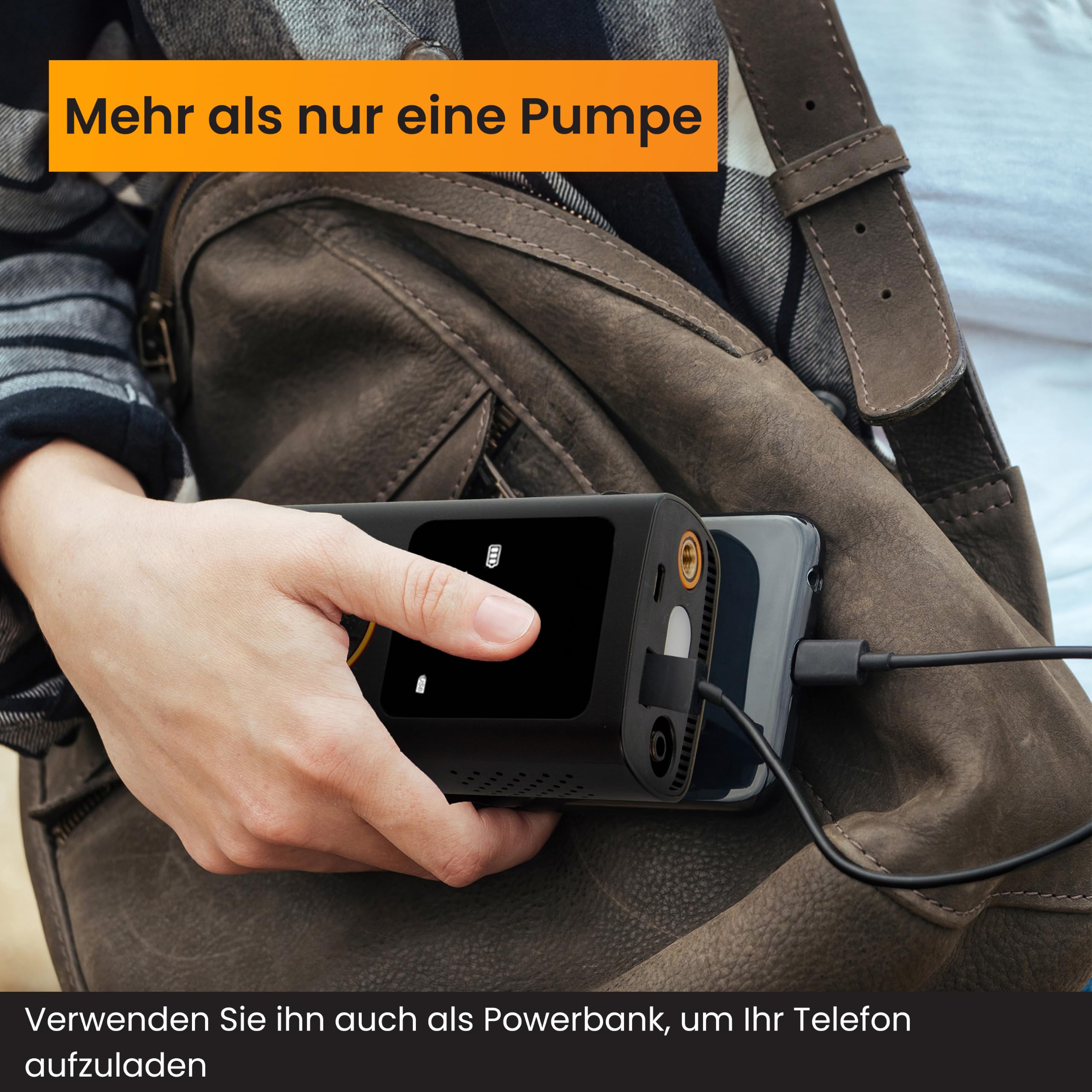 R2B Elektrische Fahrradpumpe 150 PSI, Kabellose Akku Luftpumpe mit Auto-Stop, LED-Licht, USB-C Wiederaufladbar, Mini Kompressor für Fahrrad, E-Bike, Auto, Motorrad, Bälle & Luftmatratzen