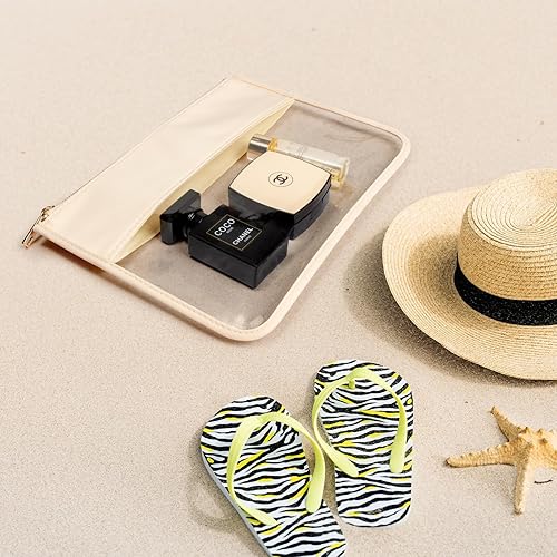 Miniatura 4 de Bolsa de maquillaje con letras de chenilla para viajes con muñeca con cremallera, bolsa de cosméticos transparente para mujeres, bolsa impermeable