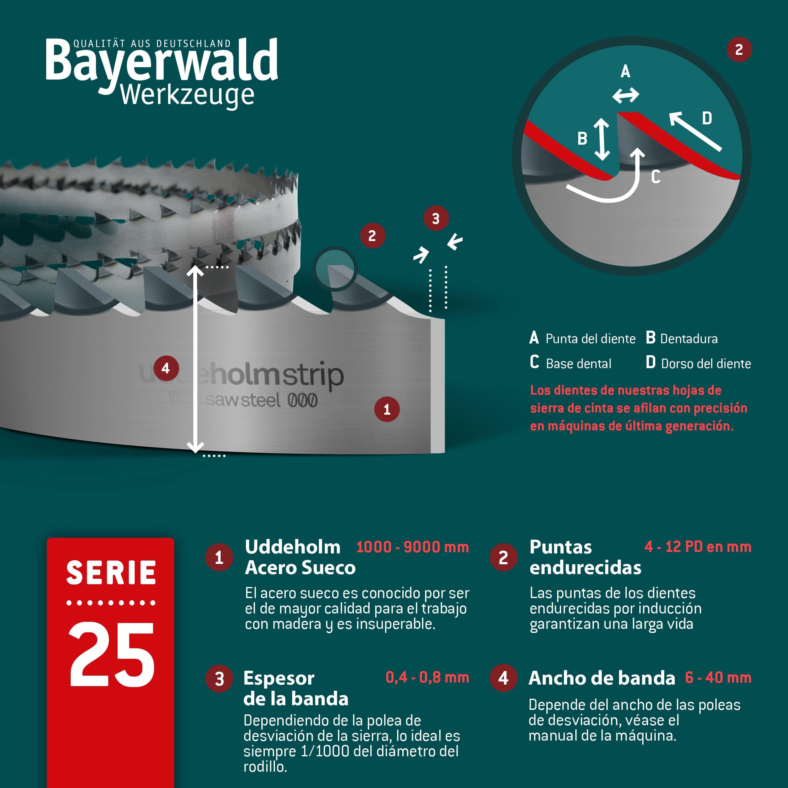 Bayerwald Uddeholm - Hoja de sierra de cinta (2240 x 10 x 0,6 x 6 mm, para todo tipo de madera/cinta de sierra, apta para Elektra Beckum, etc.).