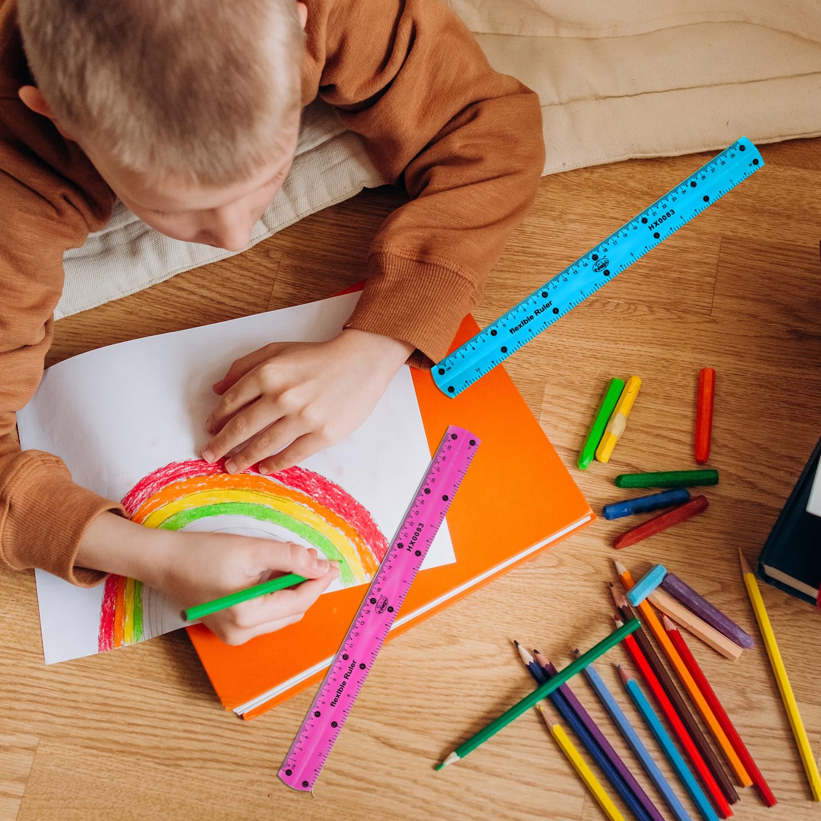 Vin Beauty 2 Pcs Flexible Ruler 30cm/12in Bendable Scale Ruler Plastic Clear Straight Edge Ruler Soft Shatterproof Ruler for Kids Students School Classroom Adults Office Stationary (Pink, Blue) - Image 7