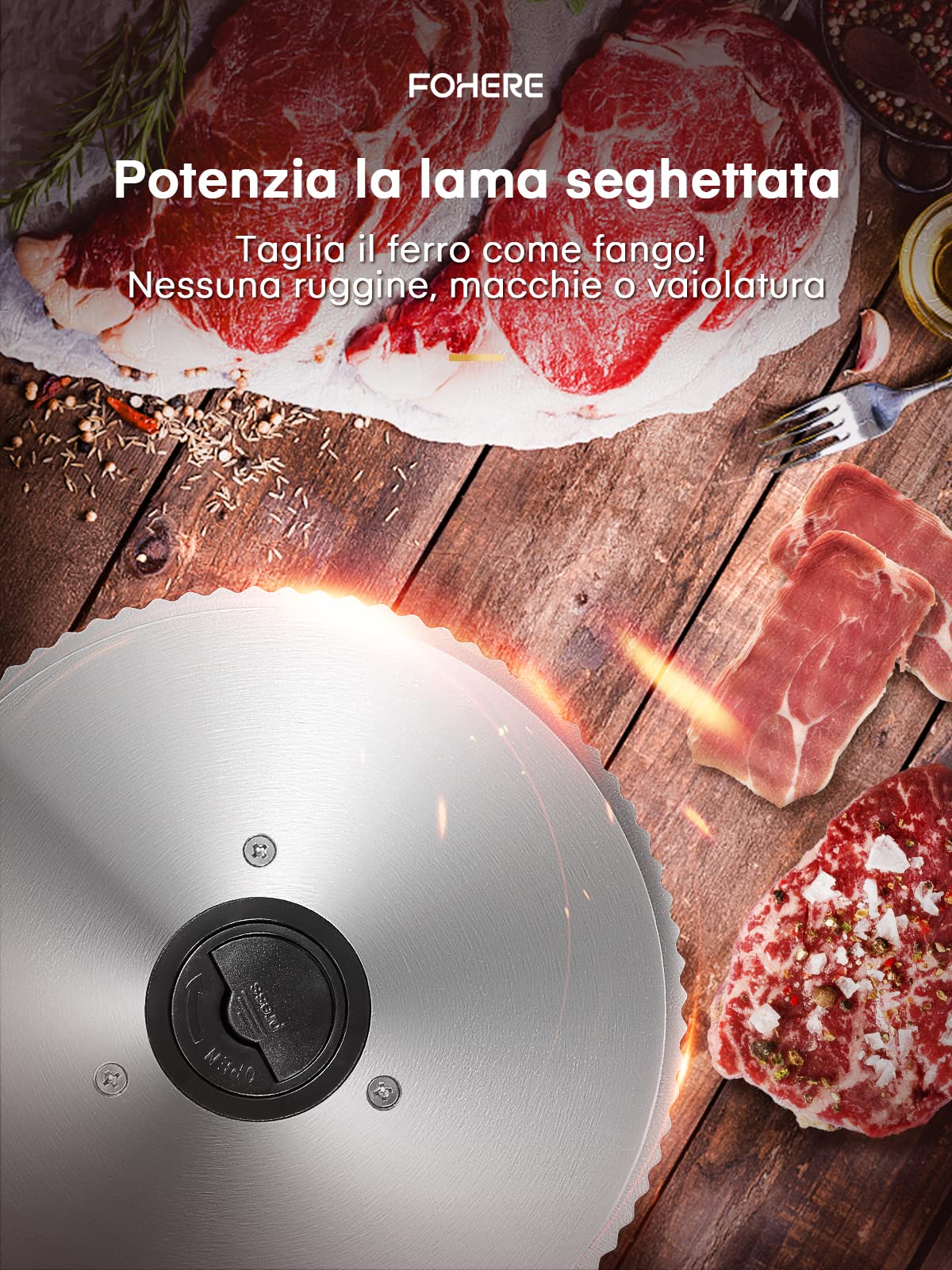 Affettatrice Elettrica da Casa, Due Lame da 19 cm, 200W Affettatrice Professionale con Piedini Antiscivolo e Interruttore ON/OFF, Spessore Preciso 0-15 mm per Affettare Cibi, Carne, Pane(Argento)