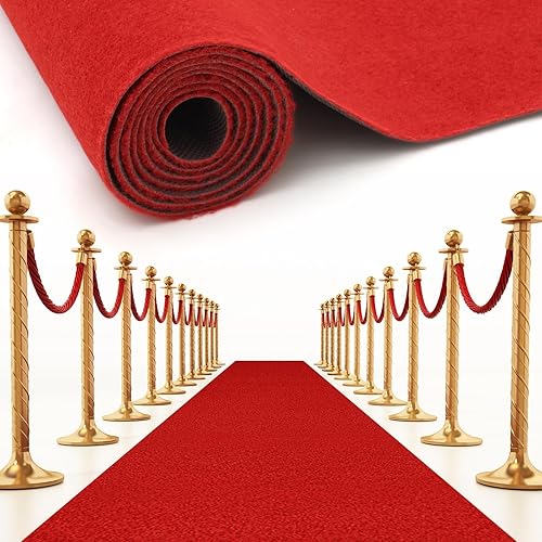 Timgle Alfombra roja de 3 x 10 pies y 0.3 pulgadas de grosor para fiesta, antideslizante, alfombra de cocina, lavable, alfombra roja, decoración de
