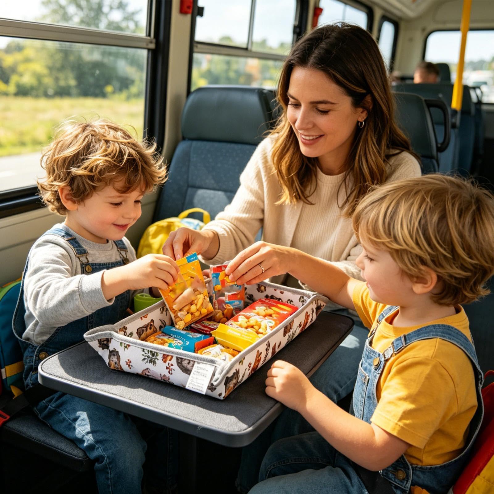 Airplane Tray Table Cover - Toy Container Travel,Tray Organizer| Multifunctional Foldable for Road Trip Flying Traveling Train Bus Birthday Christmas Party