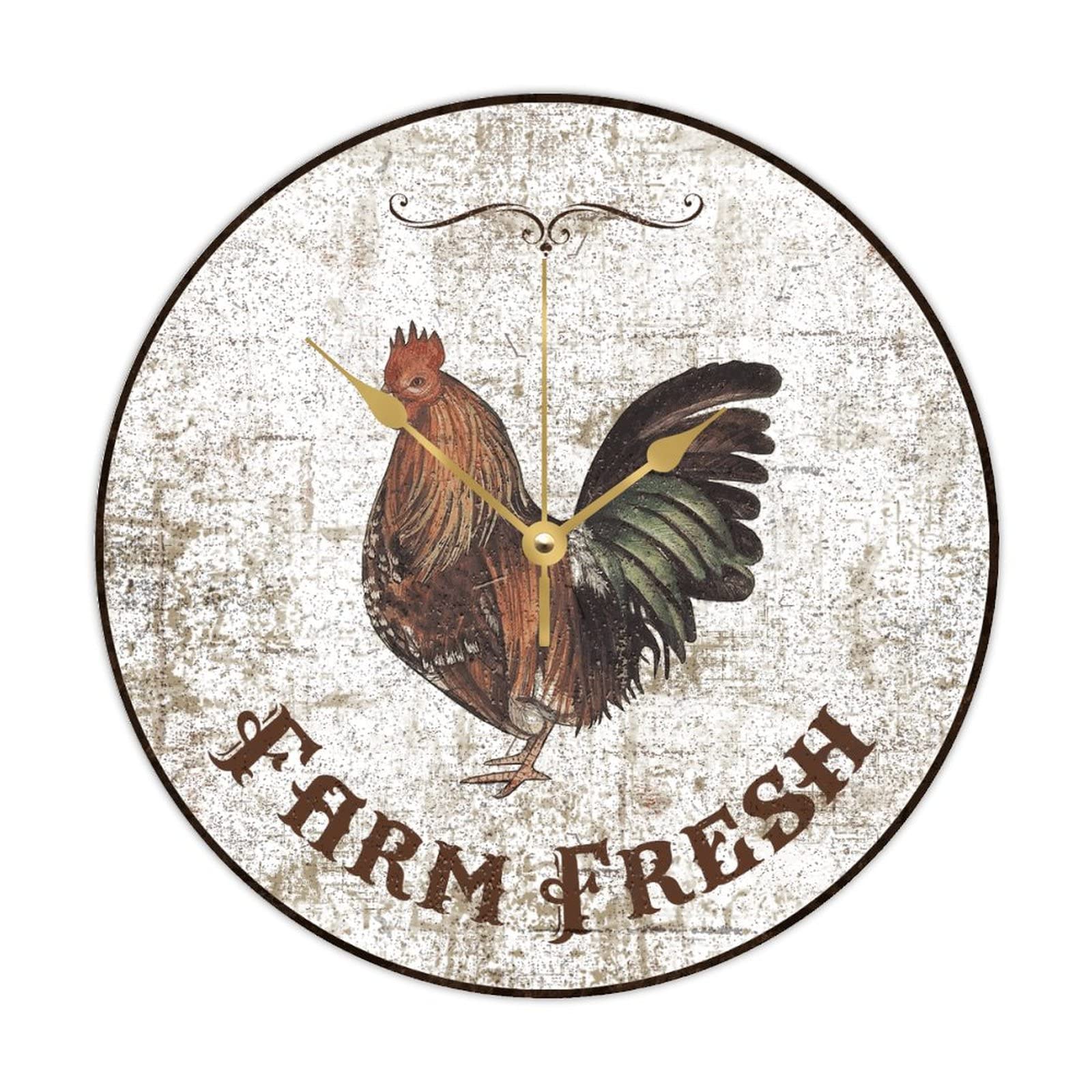 Horloge coq en bois noble de 38cm, pendule murale aux finitions rustiques soignées