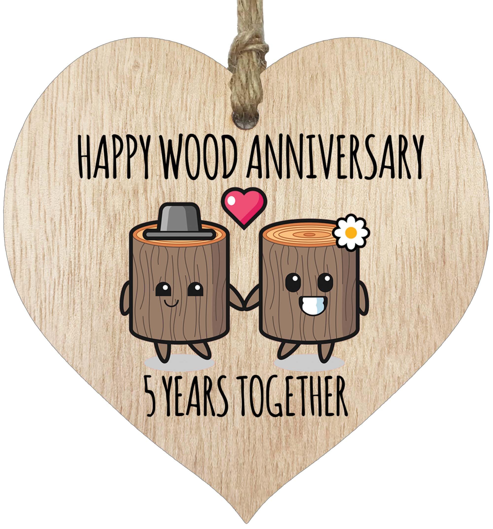5th Wedding Anniversary Wooden Heart Plaque for Wife or Husband โ image 1