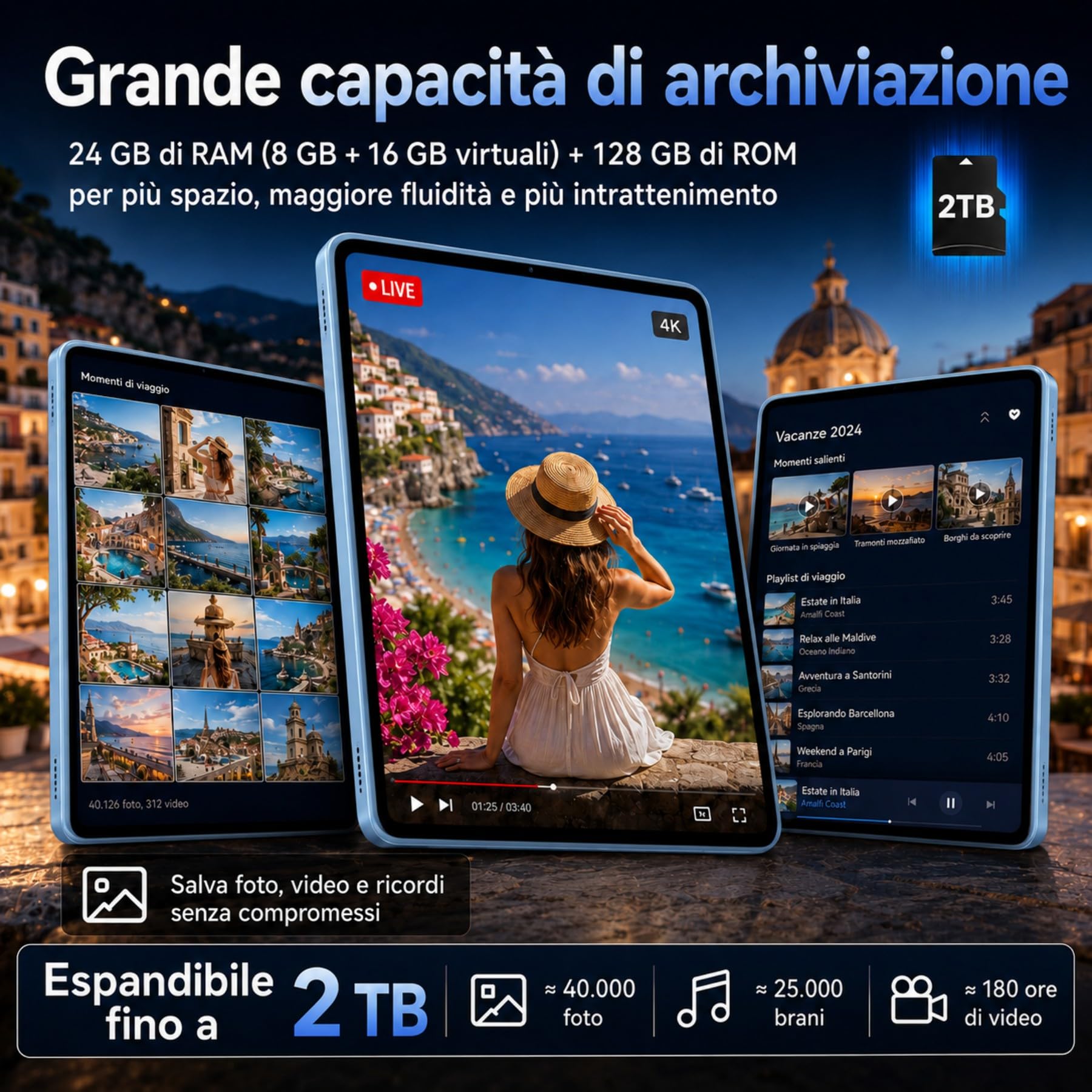 TABWEE Tablet 11" con Android 16 e Tastiera per Ufficio e Studio | Tastiera e Mouse Inclusi, 24 GB RAM, 128 GB ROM (2 TB TF), Display Widevine L1 FHD, Batteria 8000 mAh con Gemini AI, Wi-Fi 5G