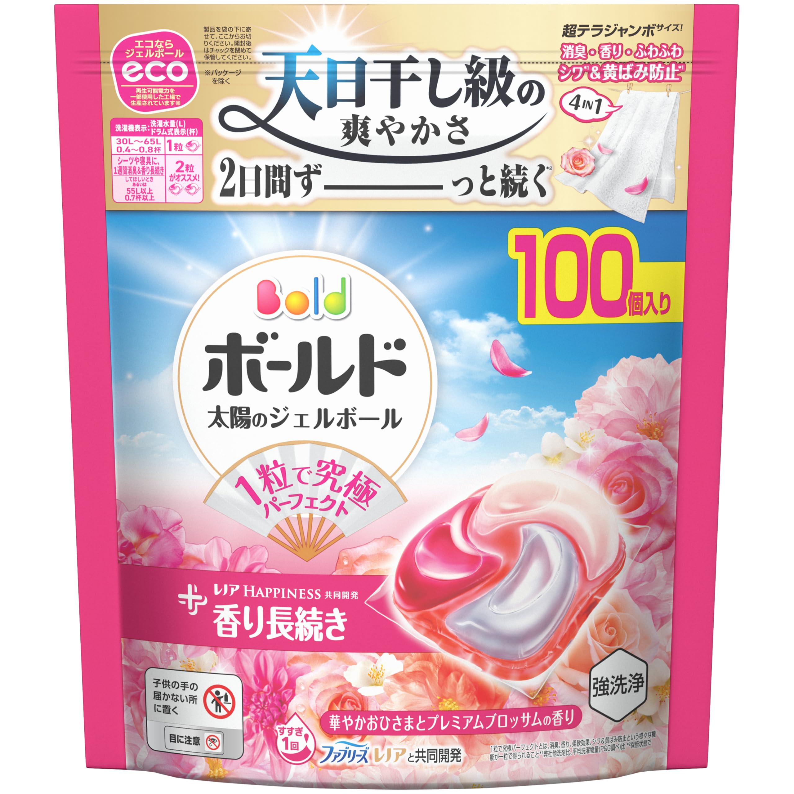 ボールド ジェルボール　プレミアムブロッサムの香り 89個×4袋 計356 Amazon.co.jp: ボールド ジェルボール 柔軟剤入り【大容量】100個