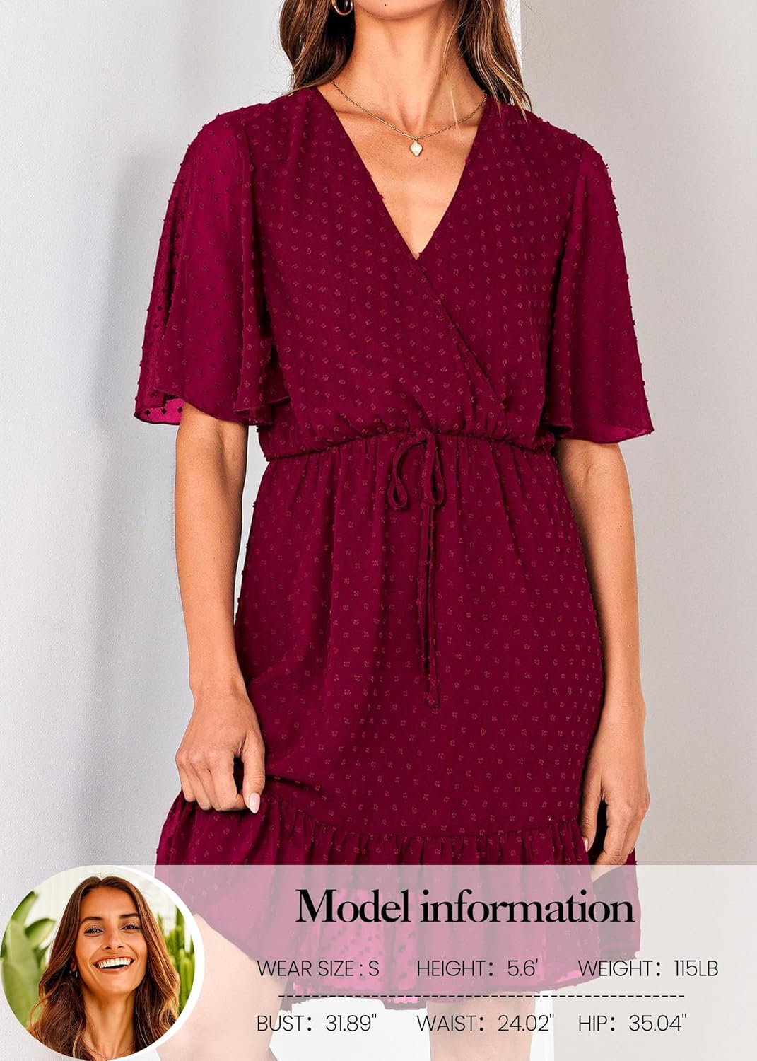 KIRUNDO Women Casual Summer Fall Dresses Long Sleeve Floral Wrap V Neck High Waist Ruffle Tiered A Line Flowy Mini Dress - Image 2