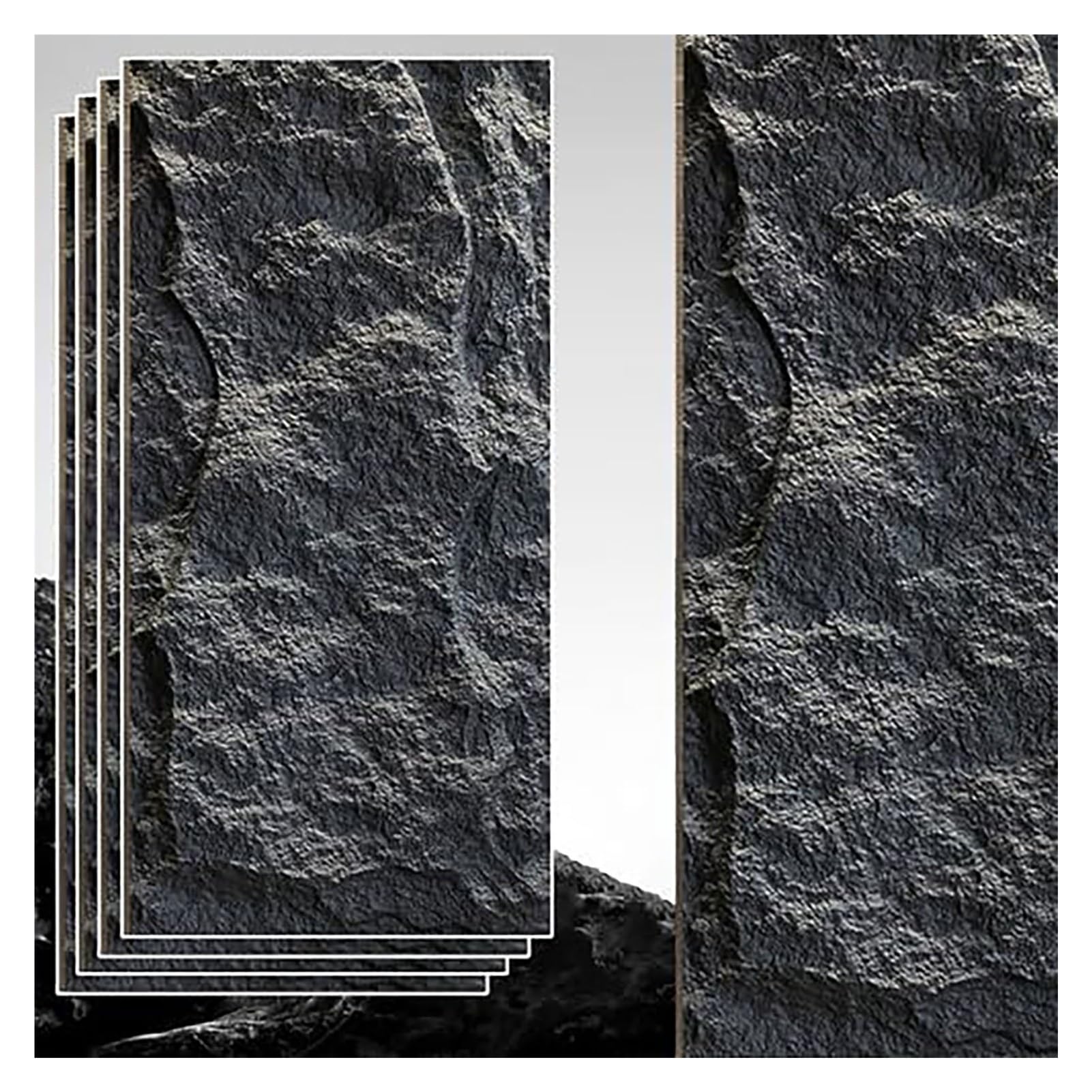Pannelli autoadesivi, Pannelli da Parete in Finta Pietra PU 3D da 4 Pezzi, 60x120 cm, Rivestimento for pareti Interne ed Esterne