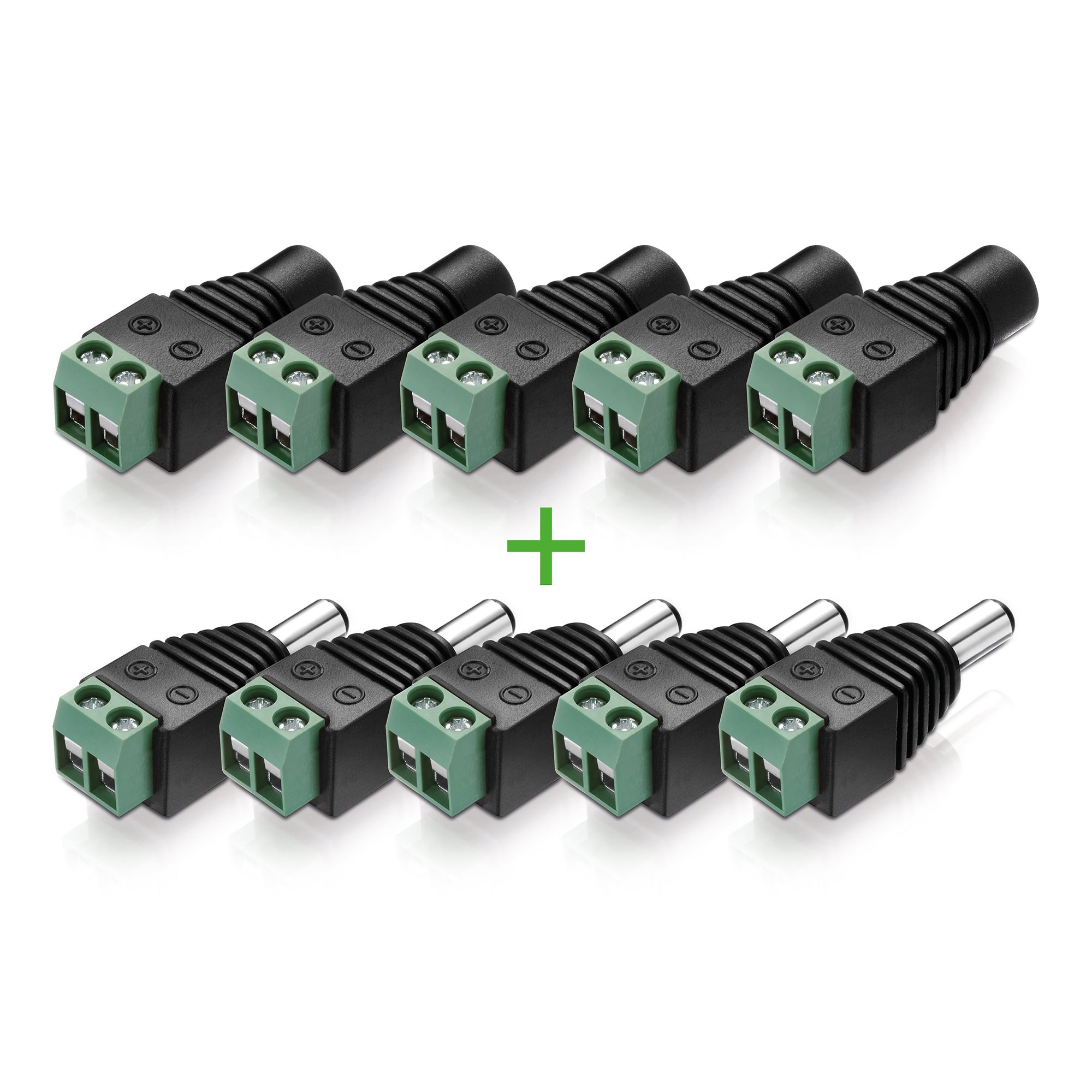 Conecto Adattatore Connettore Cilindrico 5,5 x 2,5 mm a Morsettiera a Due Pin (5x) + Jack Cilindrico 5,5 x 2,5 mm a Morsettiera a Due Pin (5x)