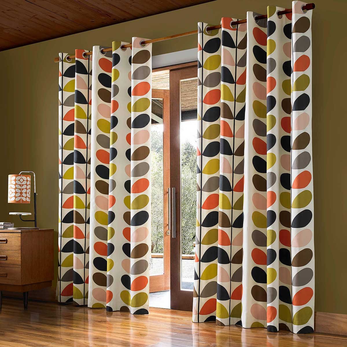 Ashley Wilde Multicolor Orla Kiely - Multi Stem - Multi - Eyelet Curtains - 90X54"/229X137cm