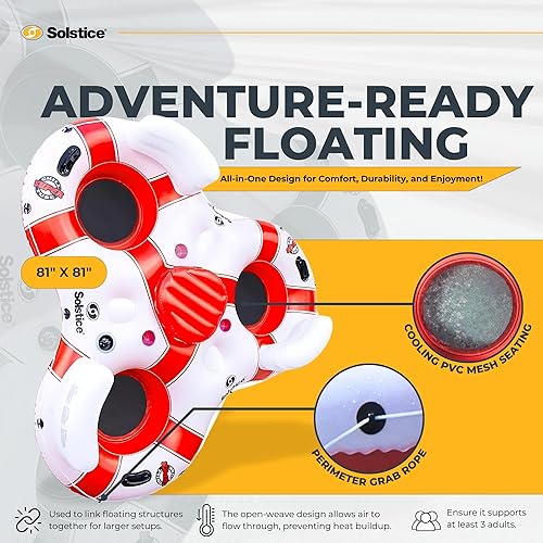 Miniatura 2 de SOLSTICE Super Chill Inflatable River Raft Float Tube Series 1-6 Person With Cupholders Cooler Mesh Bottom Backrest Grab Handles Tie On Rope For