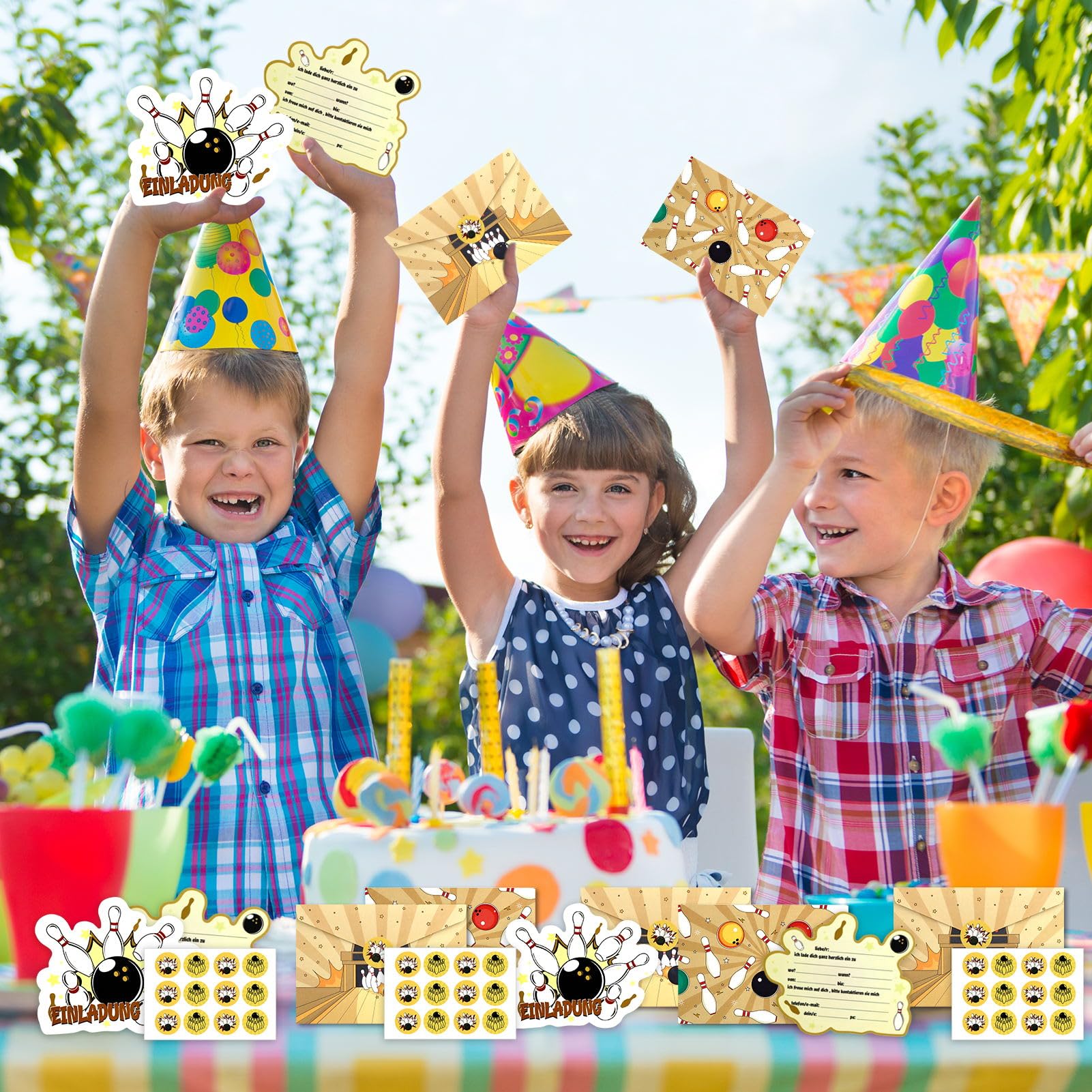 Set 12 Inviti Di Compleanno Per Bambini + 12 Buste – Design Colorato E Alla Moda – Pronti Da Compilare - 3