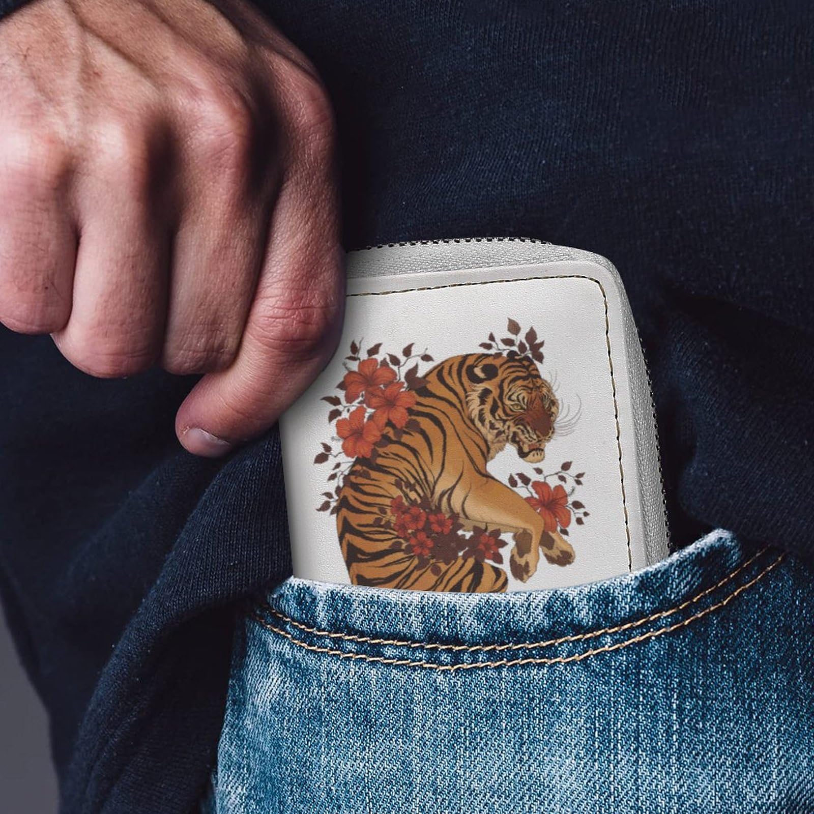 Amazon.co.jp: カードケース タイガー 虎 花 トラ とら コインケース