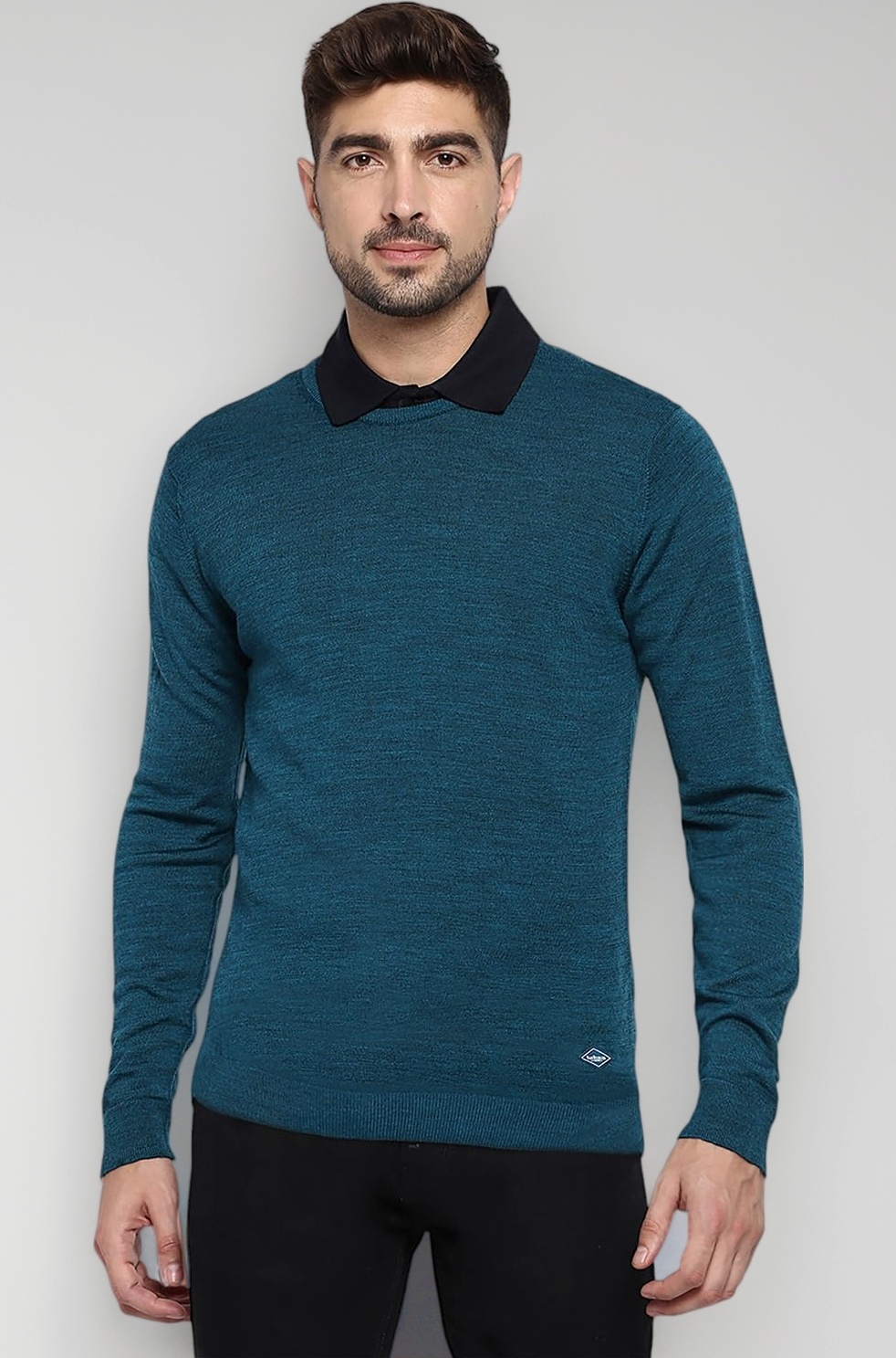 Van Heusen Men Athleisure Crew Neck Sweater - 100% Merino Wool - Full Sleeve, Ultra Soft