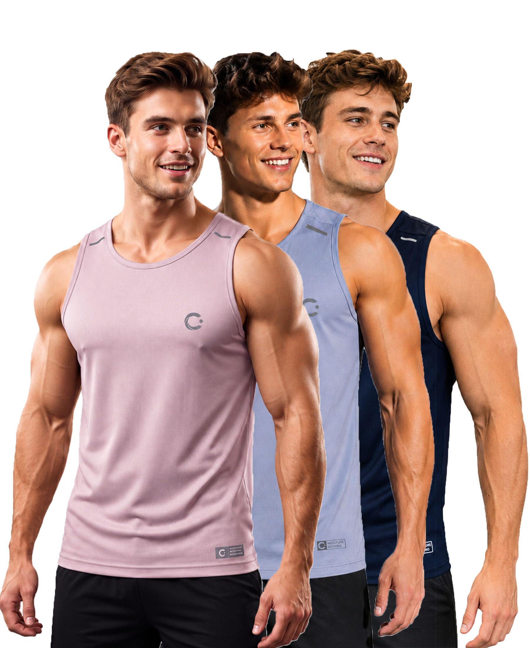 Men Dri-Fit Polyester Fooball- Knit Fabric| Round Neck | Sleeveless | Sweat-Wicking Gym & Active Wear Tees|Pack of 3-image-43