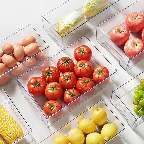 Miniatura 6 de Gaoaodeyu Paquete de 2 cajones apilables de plástico transparente de gran capacidad con asa, cajas de almacenamiento de escritorio para lápiz labial