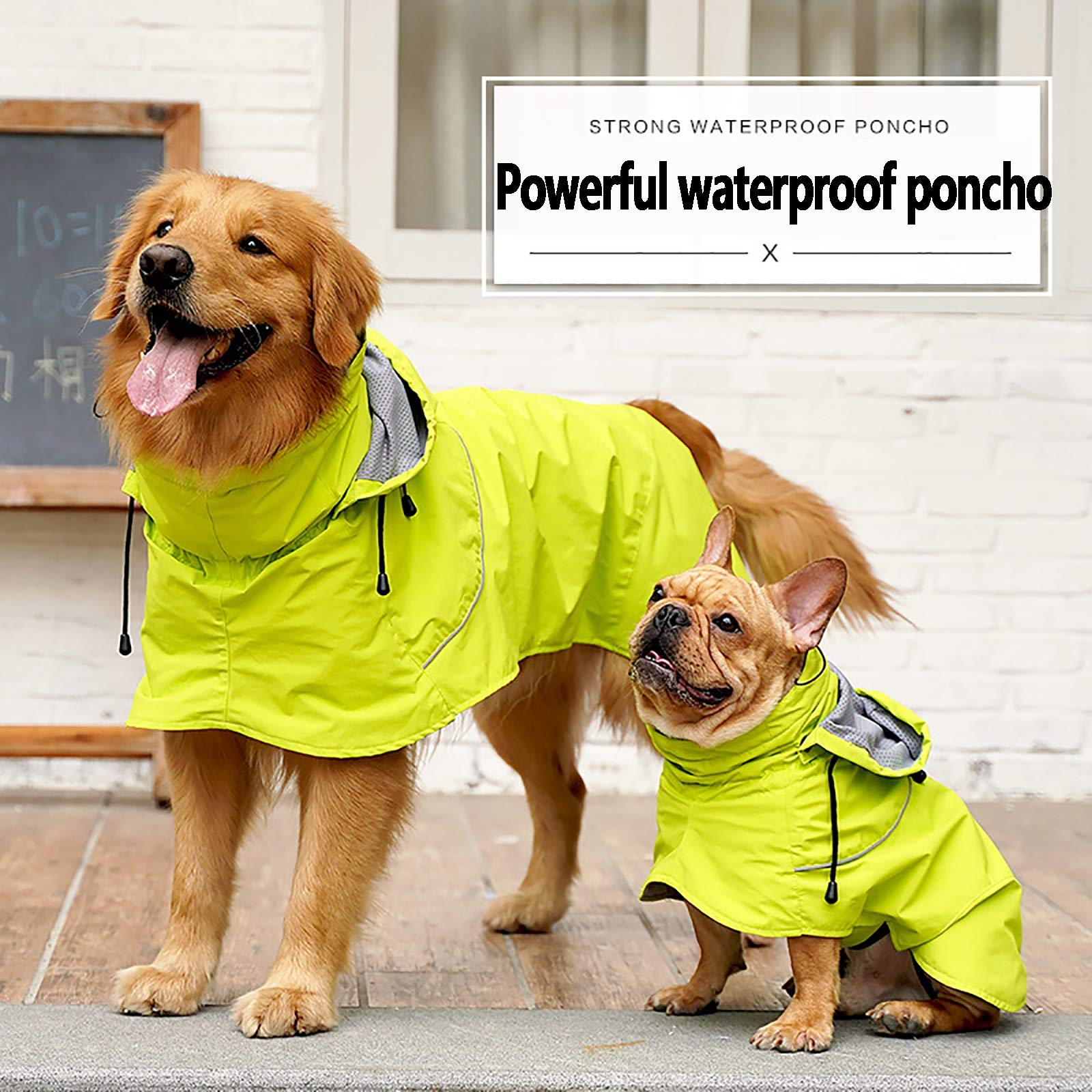 Imperméable pour Chien Manteaux de Pluie imperméables pour Animaux de Compagnie Imperméable pour Chien avec Cordon de Serrage réglable extérieur léger pour Chiot avec Capuche léger,S