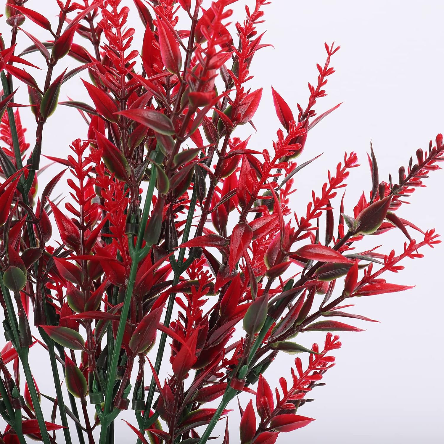 RECUTMS 12 Bundles Artificial Flowers Outdoor Fake Flowers for Decoration UV Resistant No Fade Faux Plastic Plants Garden Porch Window Box Décor, Flores Artificiales para Decoracion(Red) - Image 3