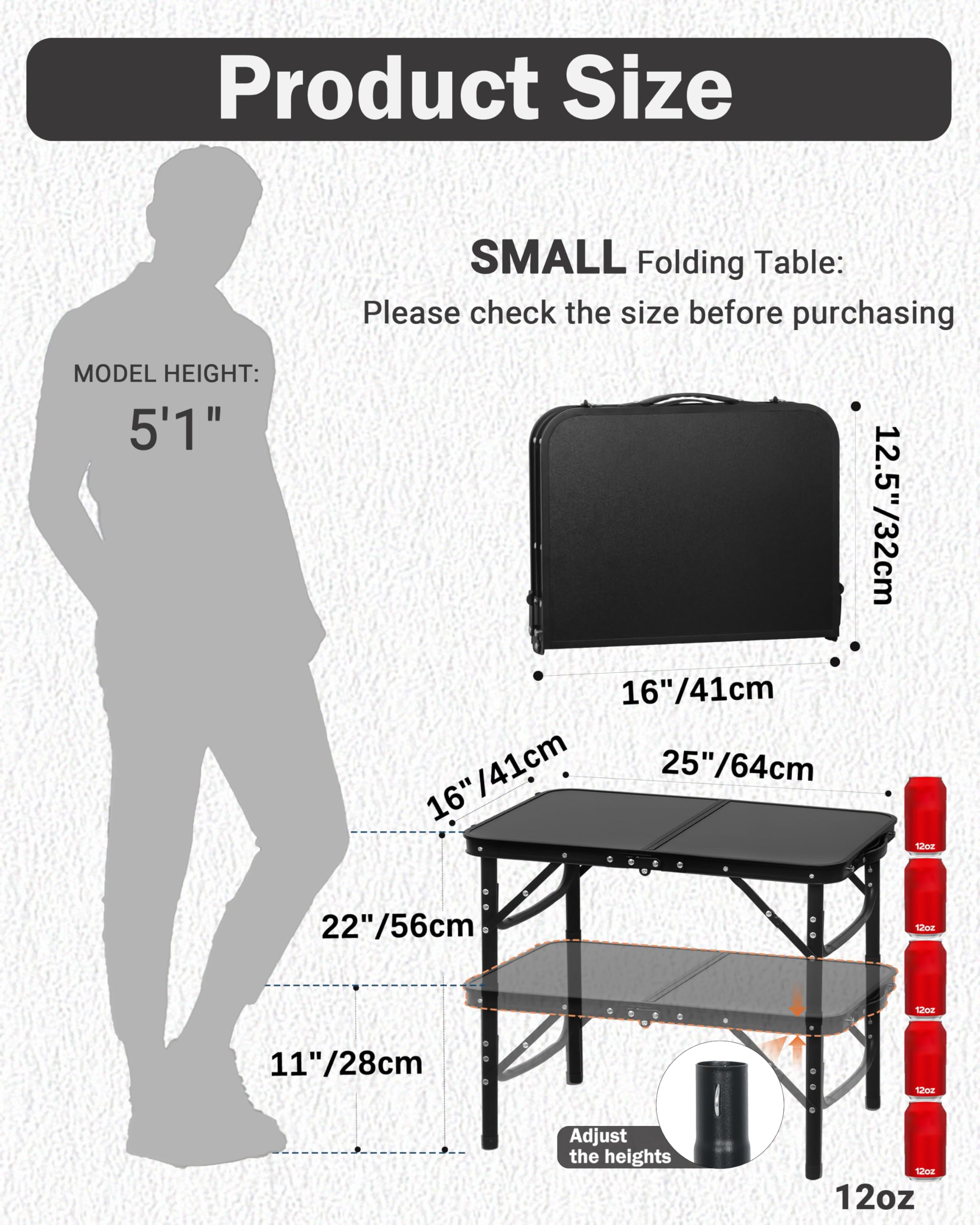 Amazon.com: LOFTEY 2025 Reinforced Small Folding Table Portable