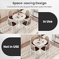 Vista 8 de Giantex White Round Dining Table, 32-inches Modern Tulip Kitchen Table with 0.9” Thickened Tabletop & Sturdy Metal Pedestal, Mid-Century Leisure