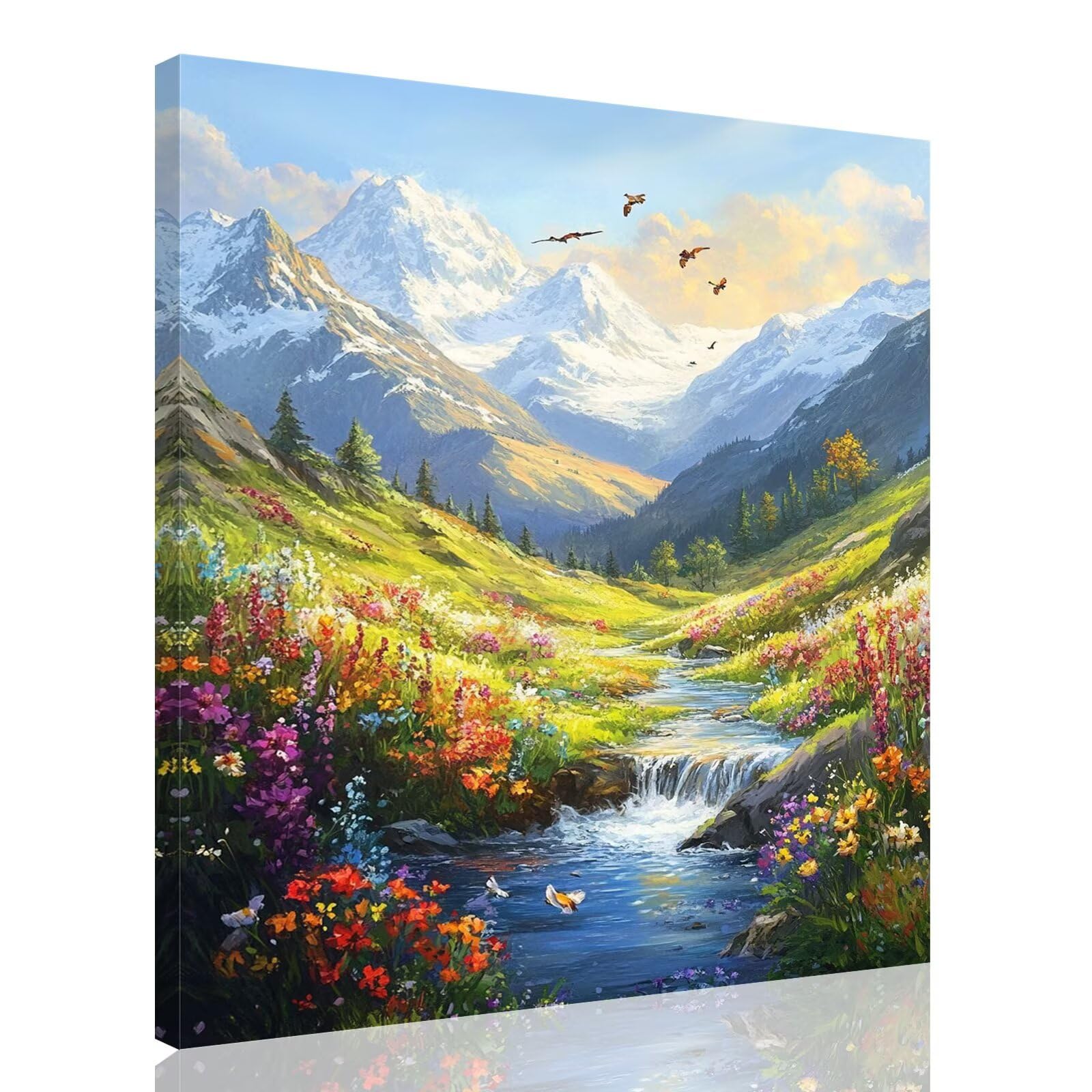 Malowanie cyframi dla dorosłych krajobraz malowanie według numerów z ramą 80 x 100 cm, Natura Paint by Numbers z farbami i pędzlami, DIY zestaw do malowania olejnego do dekoracji domu prezent, kk-335