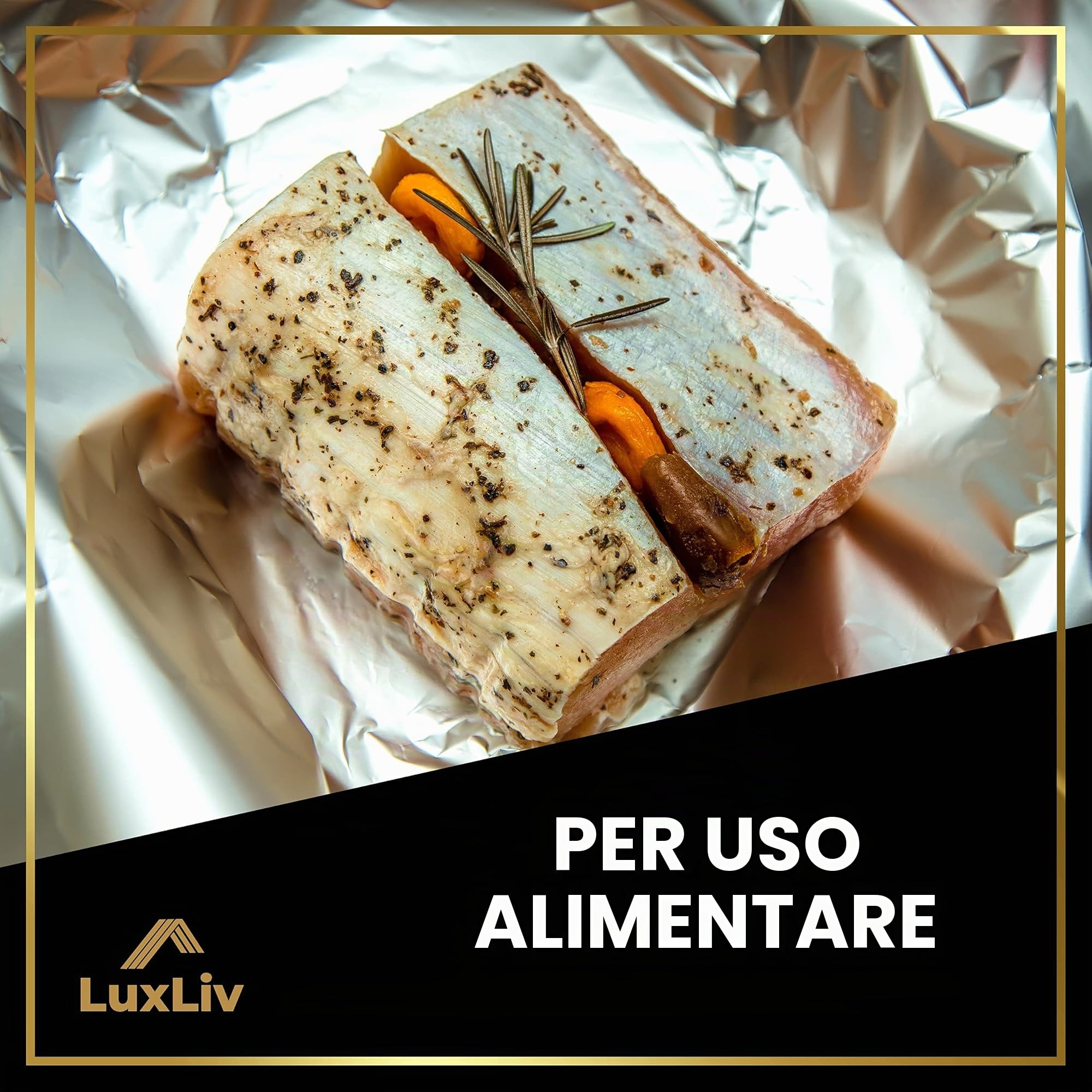 Rotolo di alluminio resistente 30 cm x 50 m spessore extra per industria alimentare LuxLiv®
