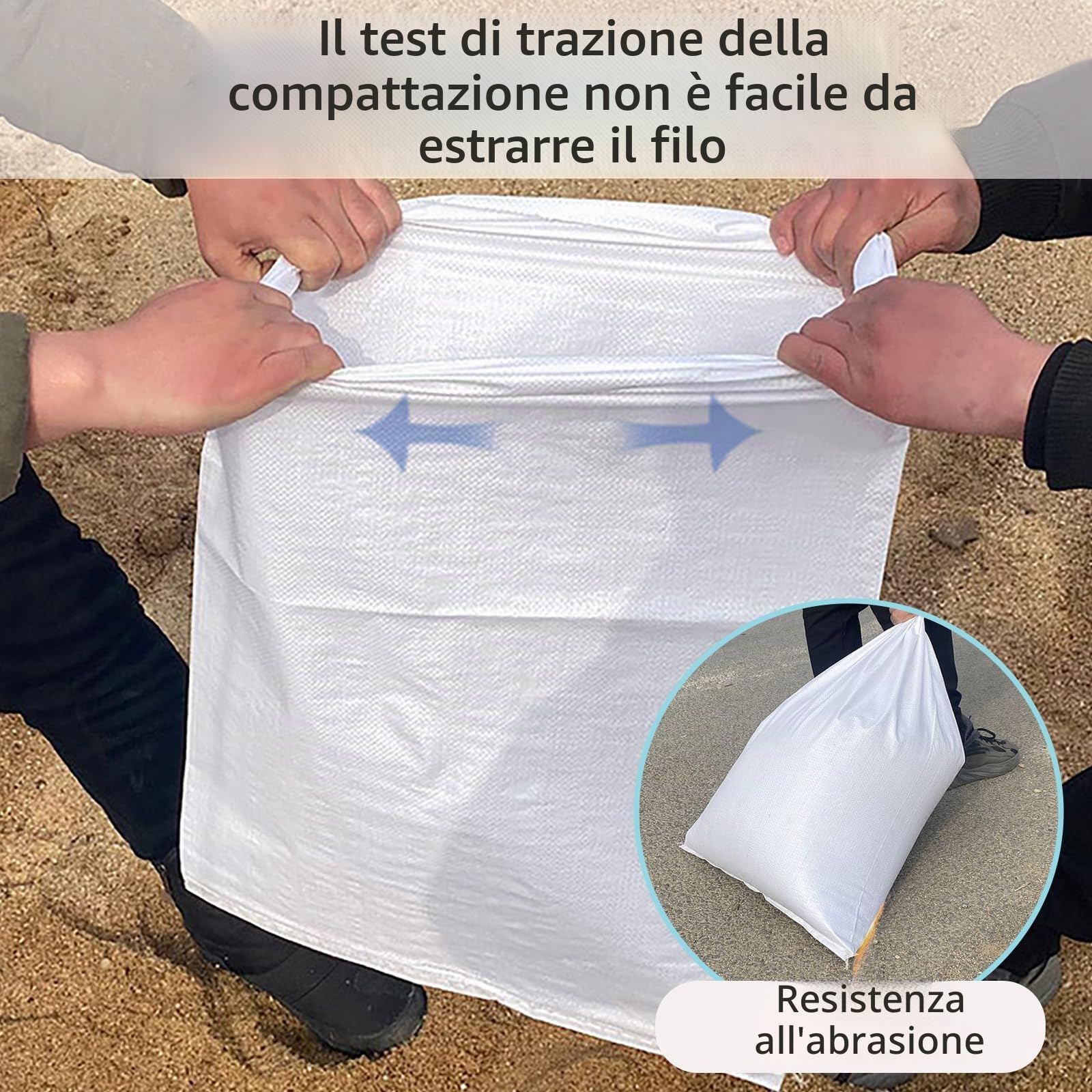 15 sacchetti in PP, 60x105 cm, grandi per detriti stabili, portata 50 kg
